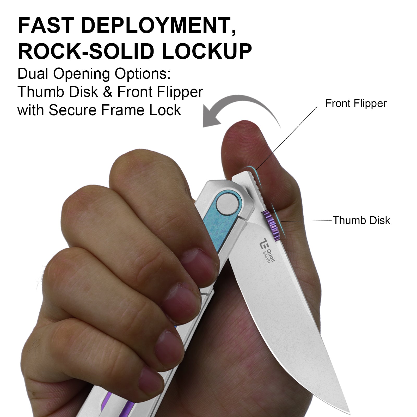 Quoll | S45VN | Titanium & Crystallized Titanium | Stonewashed | Ki3733A2