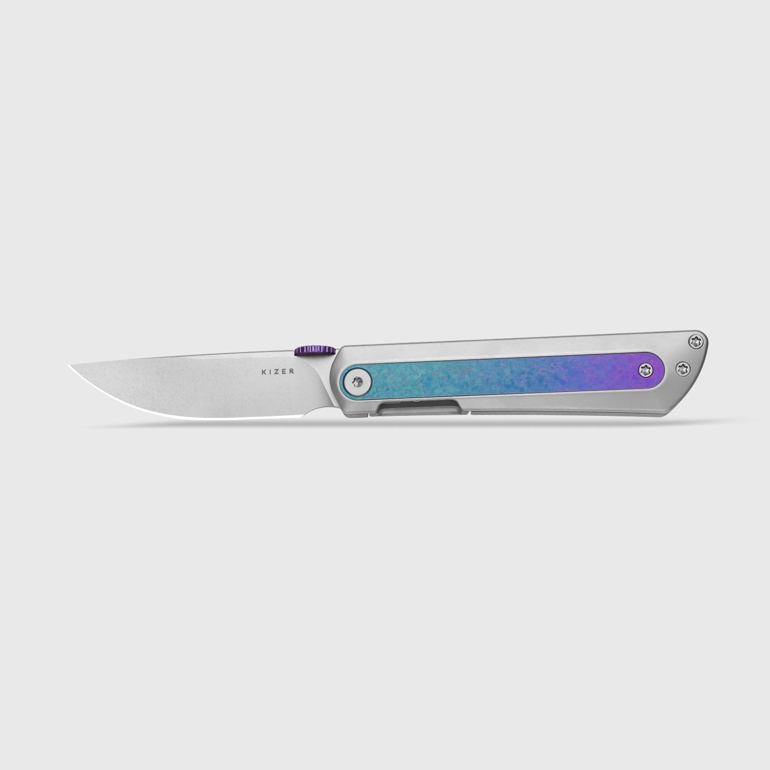 Quoll | S45VN | Titanium & Crystallized Titanium | Stonewashed | KizerB™ 3733A2