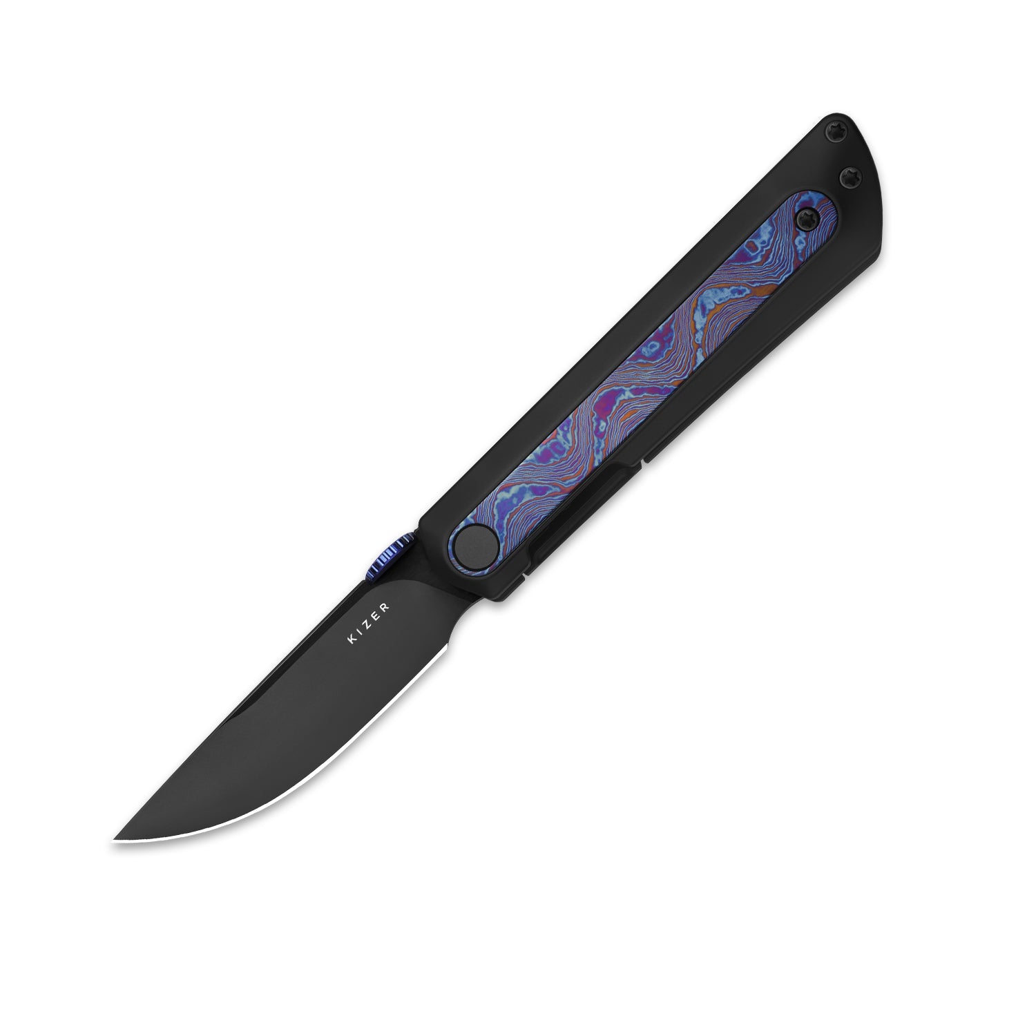 Quoll 2.95 inch S45VN Titanium & Titanium Damascus Ki3733A3-Kizer
