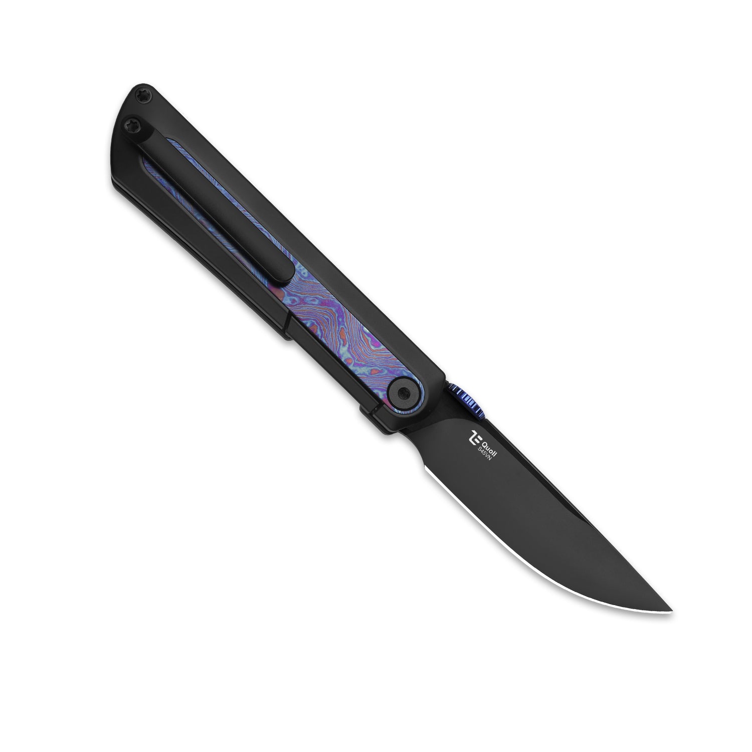 Quoll 2.95 inch S45VN Titanium & Titanium Damascus Ki3733A3-Kizer