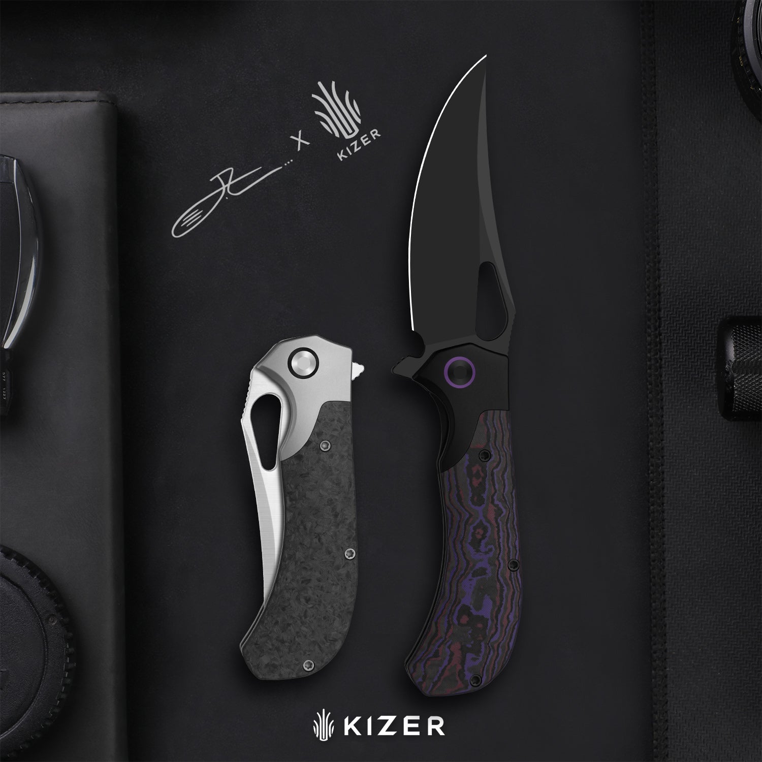 Cyclone | Frame Lock | Titanium & Fatcarbon Purple Haze | S35VN+Matte