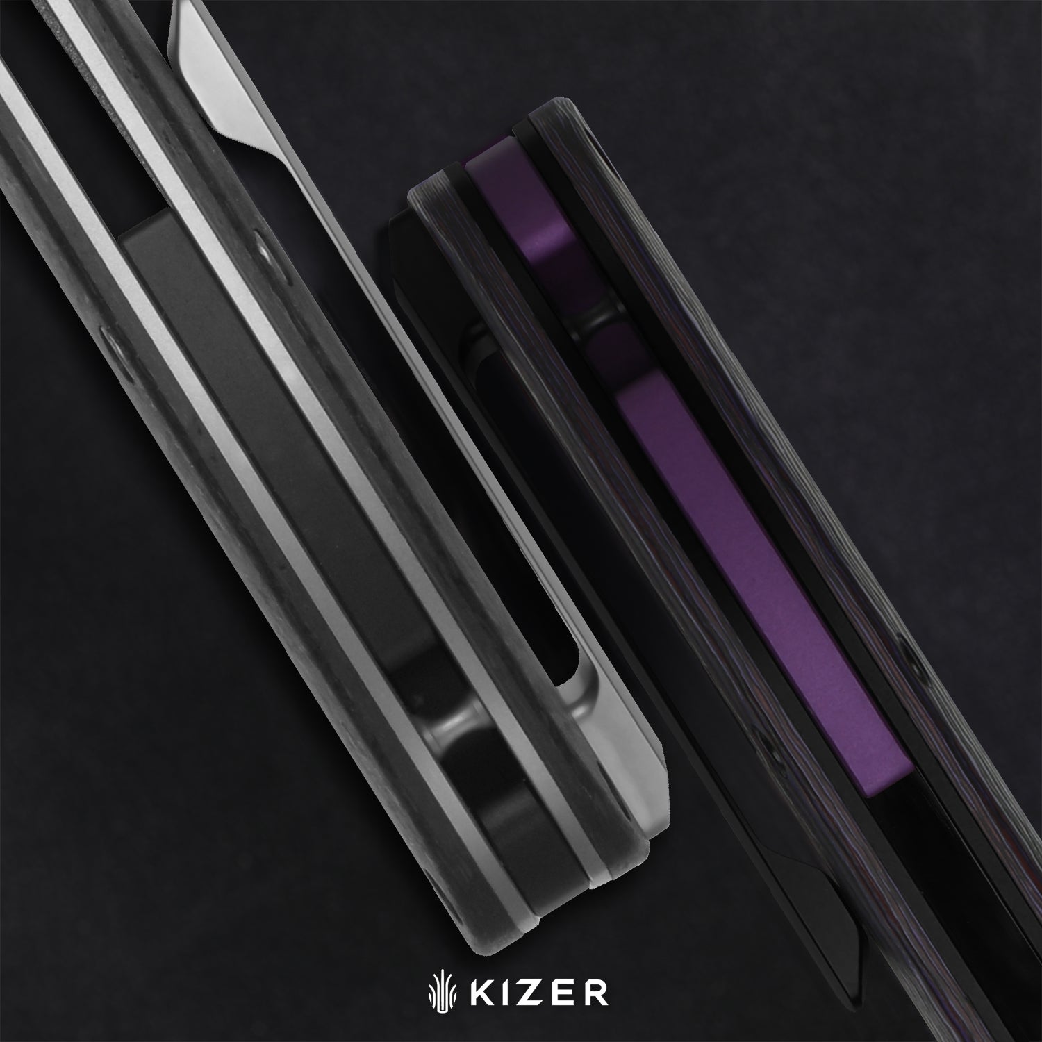 Cyclone | Frame Lock | Titanium & Fatcarbon Purple Haze | S35VN+Matte DLC Ultra | KizerB™ 3734A1