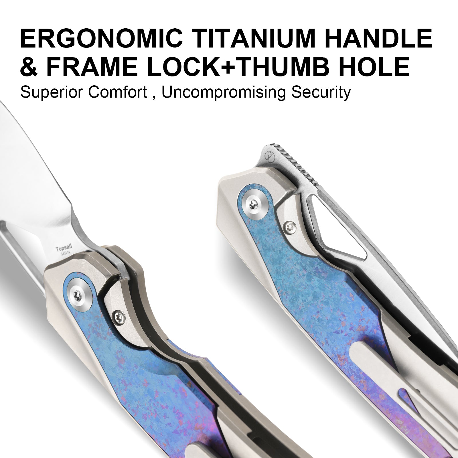 Topsail 3.1 inch S45VN Titanium & Crystallized Titanium Ki3735A1-Kizer