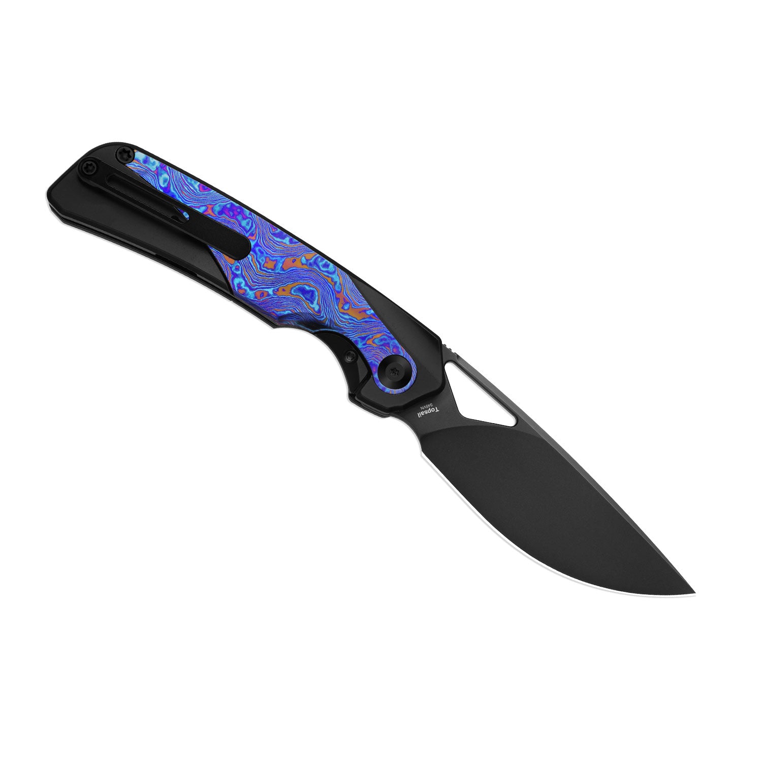 【希少】ULTIMATE BLADE TWIN KEEL FIN Topsail 3.1 inch S45VN Titanium & Timascus Ki3735A2-Kizer