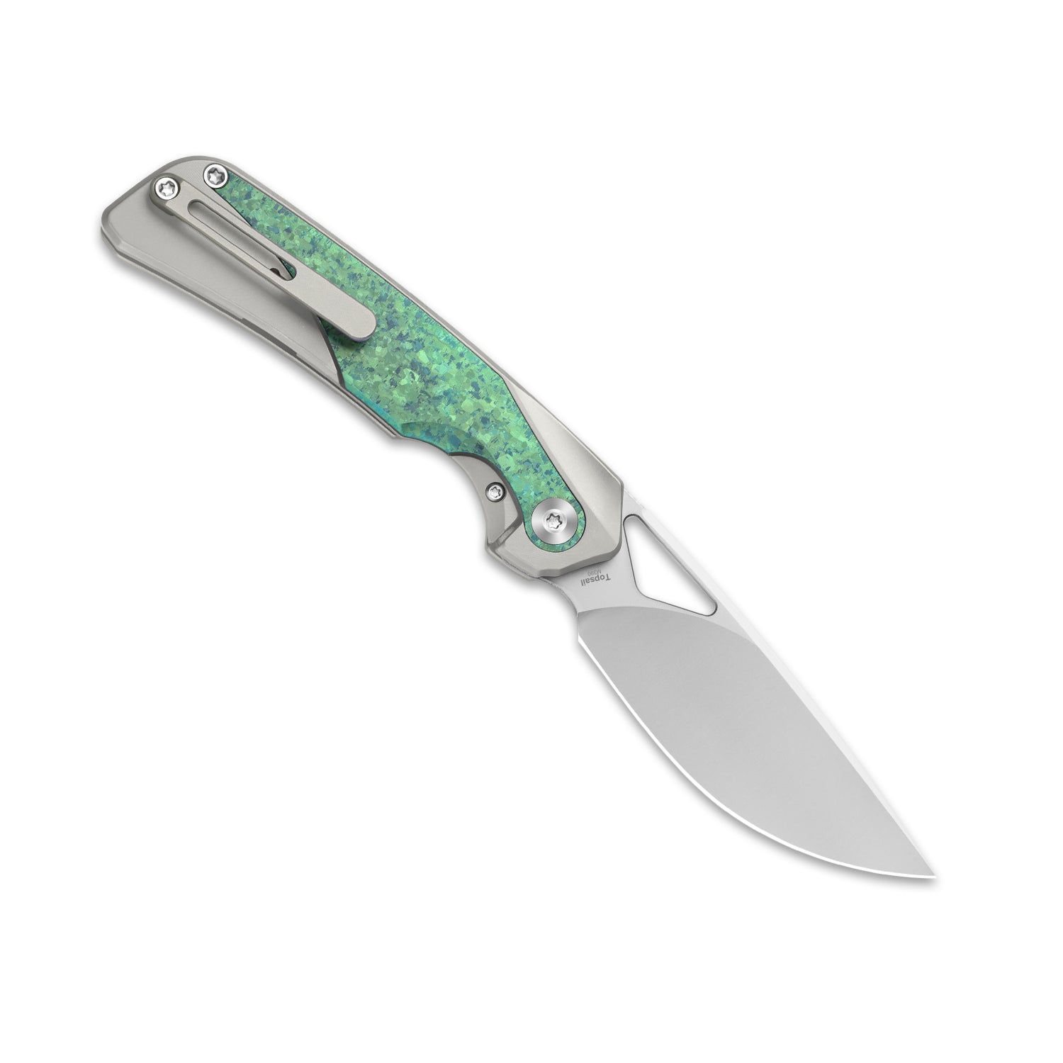 Topsail | M390 | Titanium & Crystallized Titanium | Front Flipper | Ki3735A4