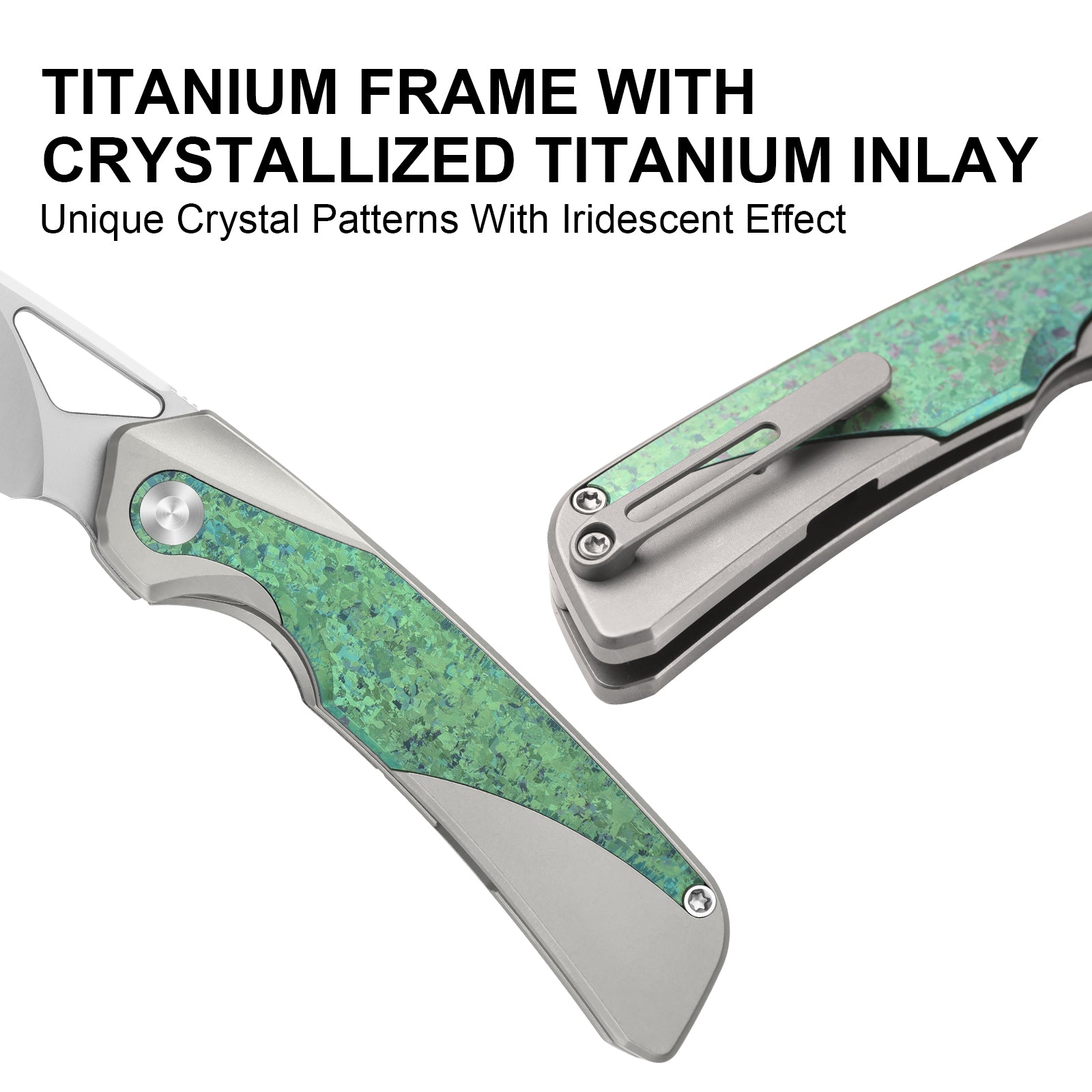 Topsail | M390 | Titanium & Crystallized Titanium | Front Flipper | Ki3735A4