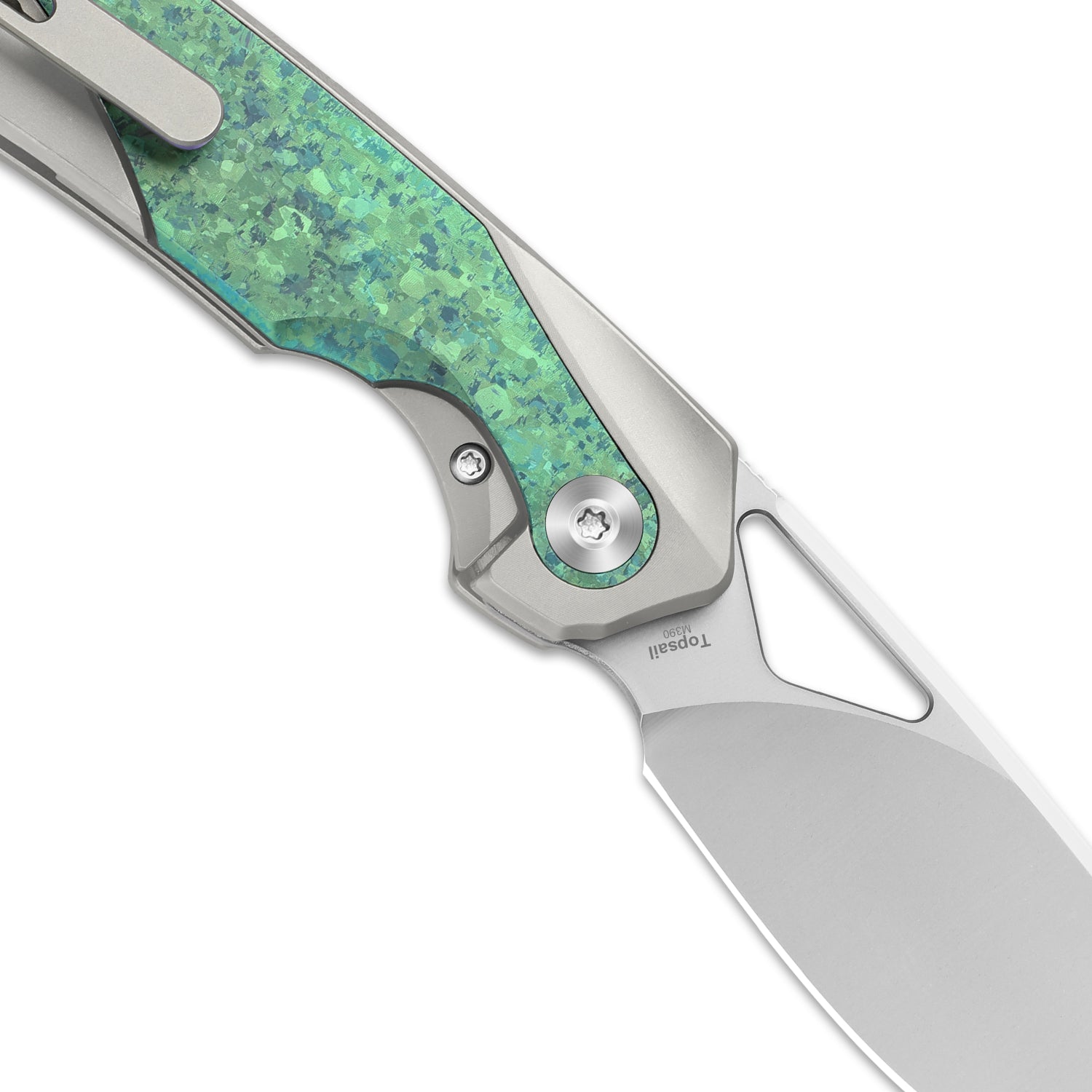 Topsail | M390 | Titanium & Crystallized Titanium | Front Flipper | Ki3735A4