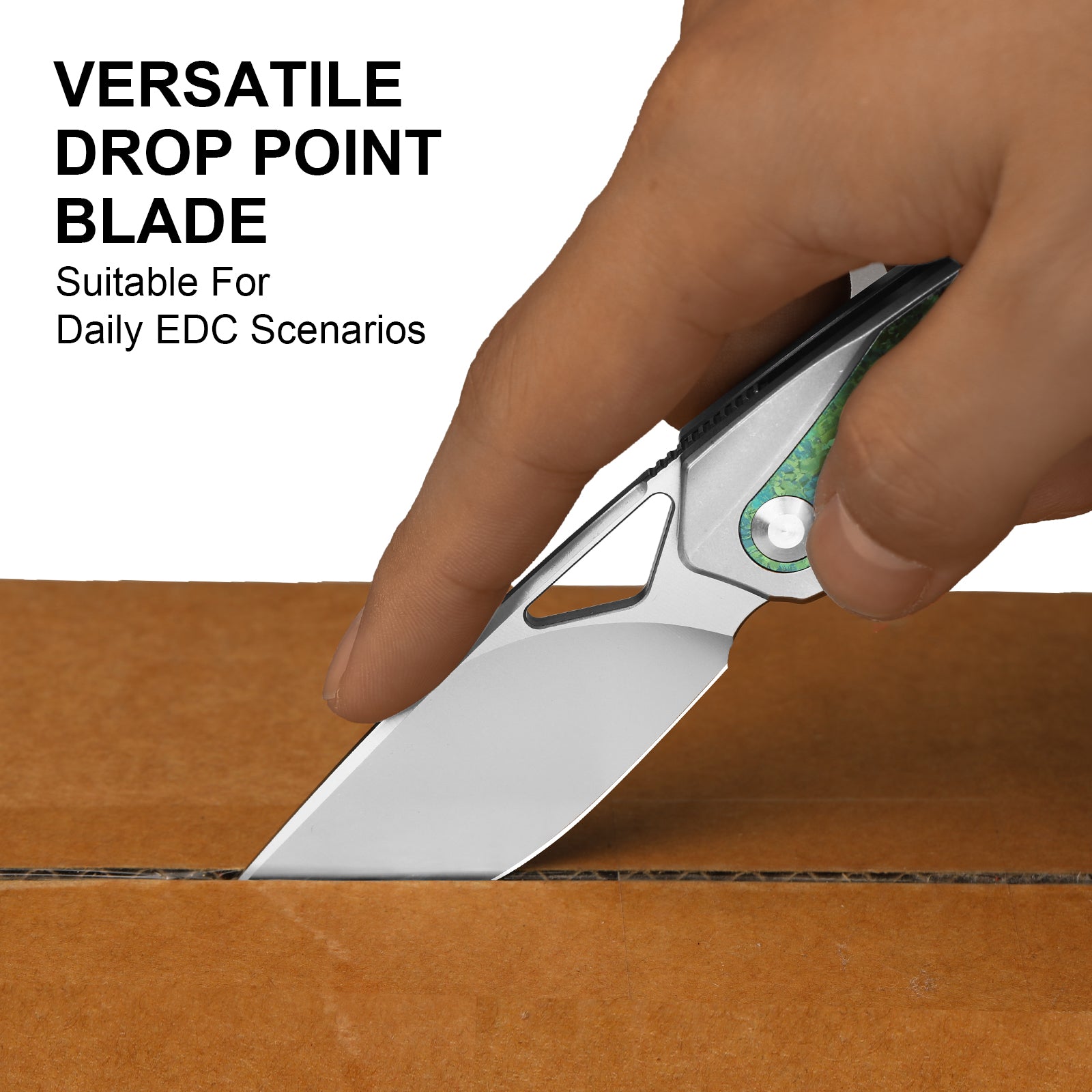 Topsail | M390 | Titanium & Crystallized Titanium | Front Flipper | Ki3735A4