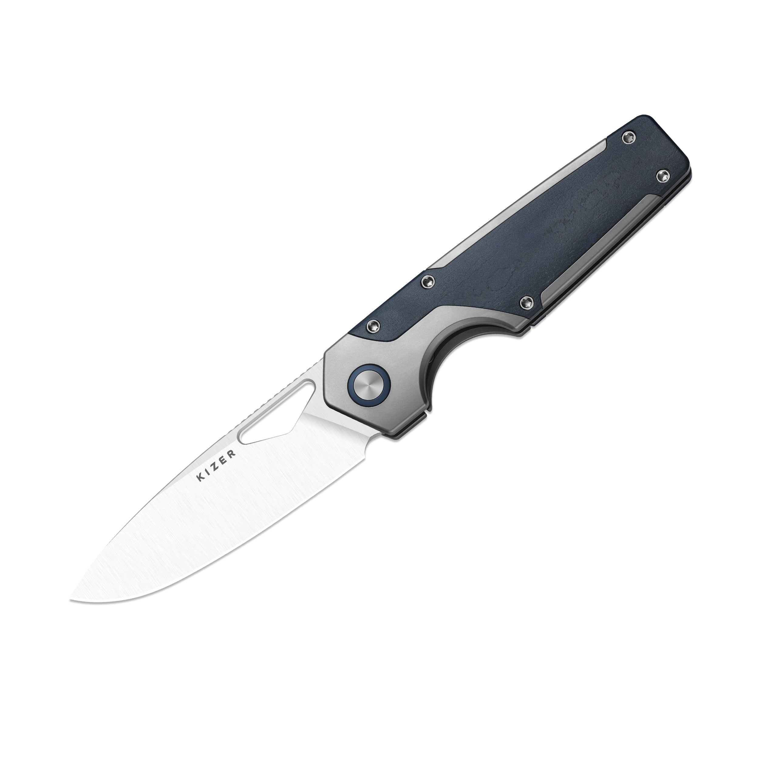 Serpentine M390 Titanium & Blue Richlite Satin - Kizer