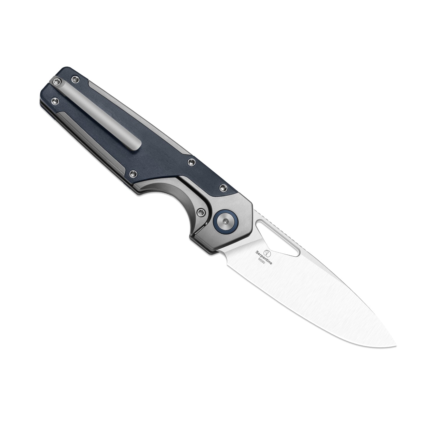 Serpentine M390 Titanium & Blue Richlite Satin - Kizer