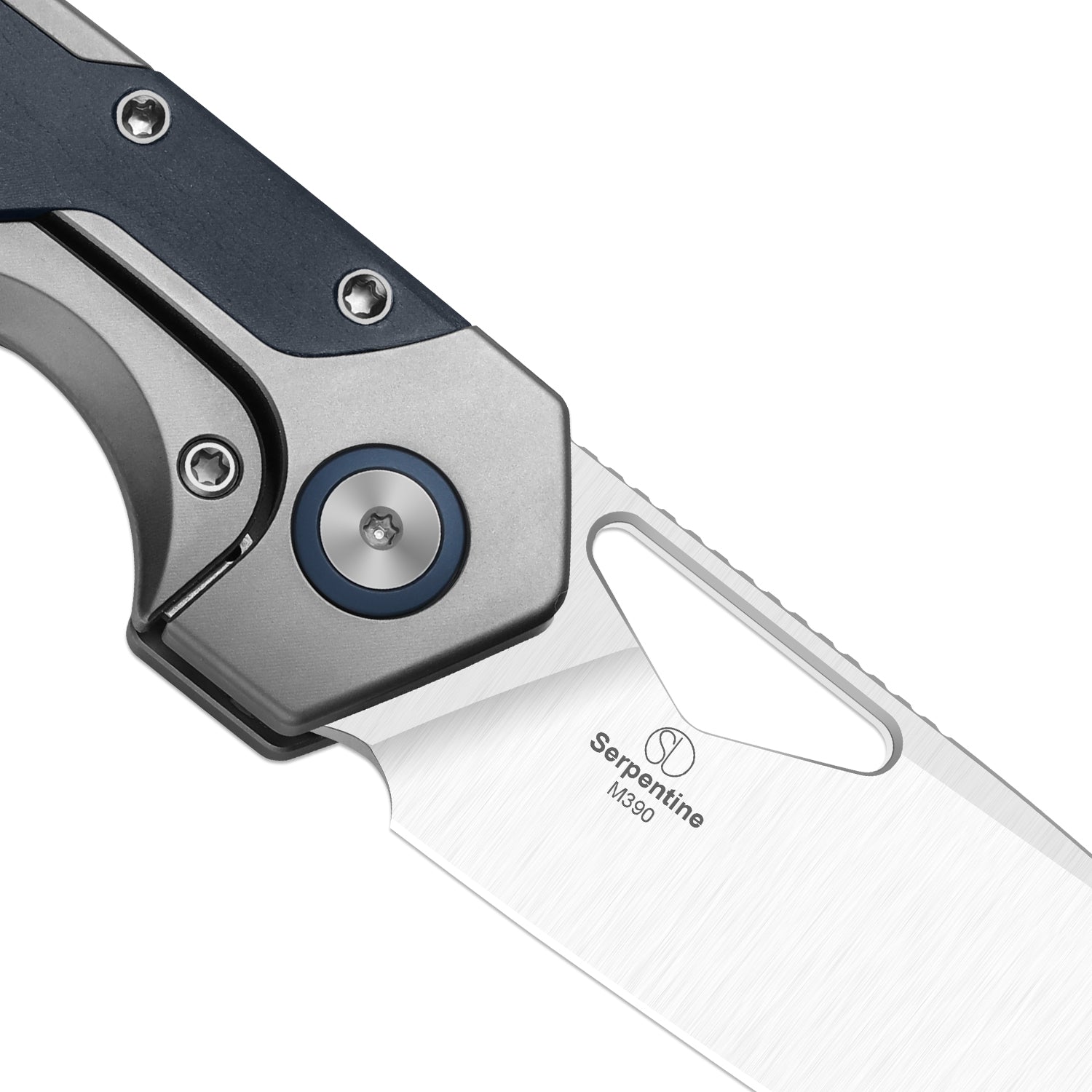 Serpentine M390 Titanium & Blue Richlite Satin - Kizer