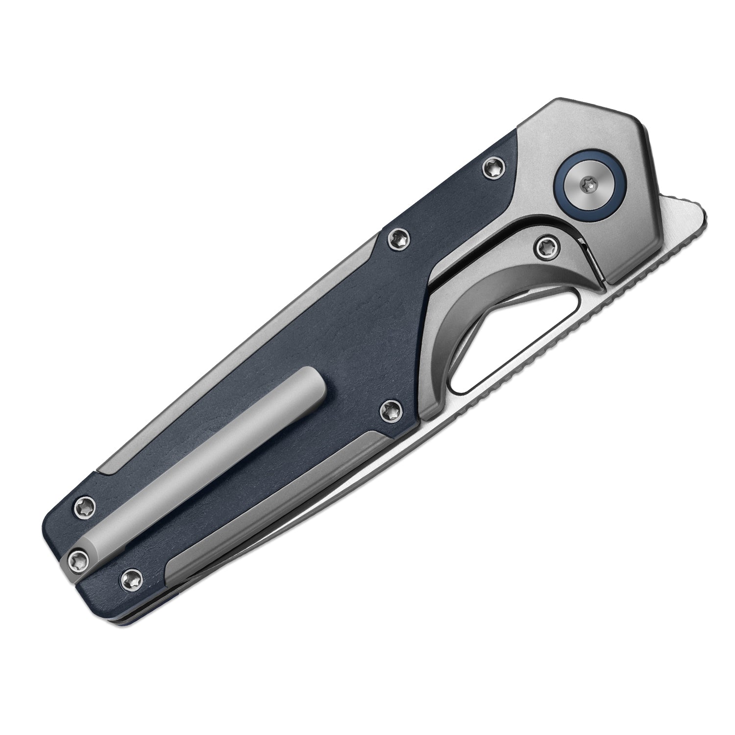 Serpentine M390 Titanium & Blue Richlite Satin - Kizer