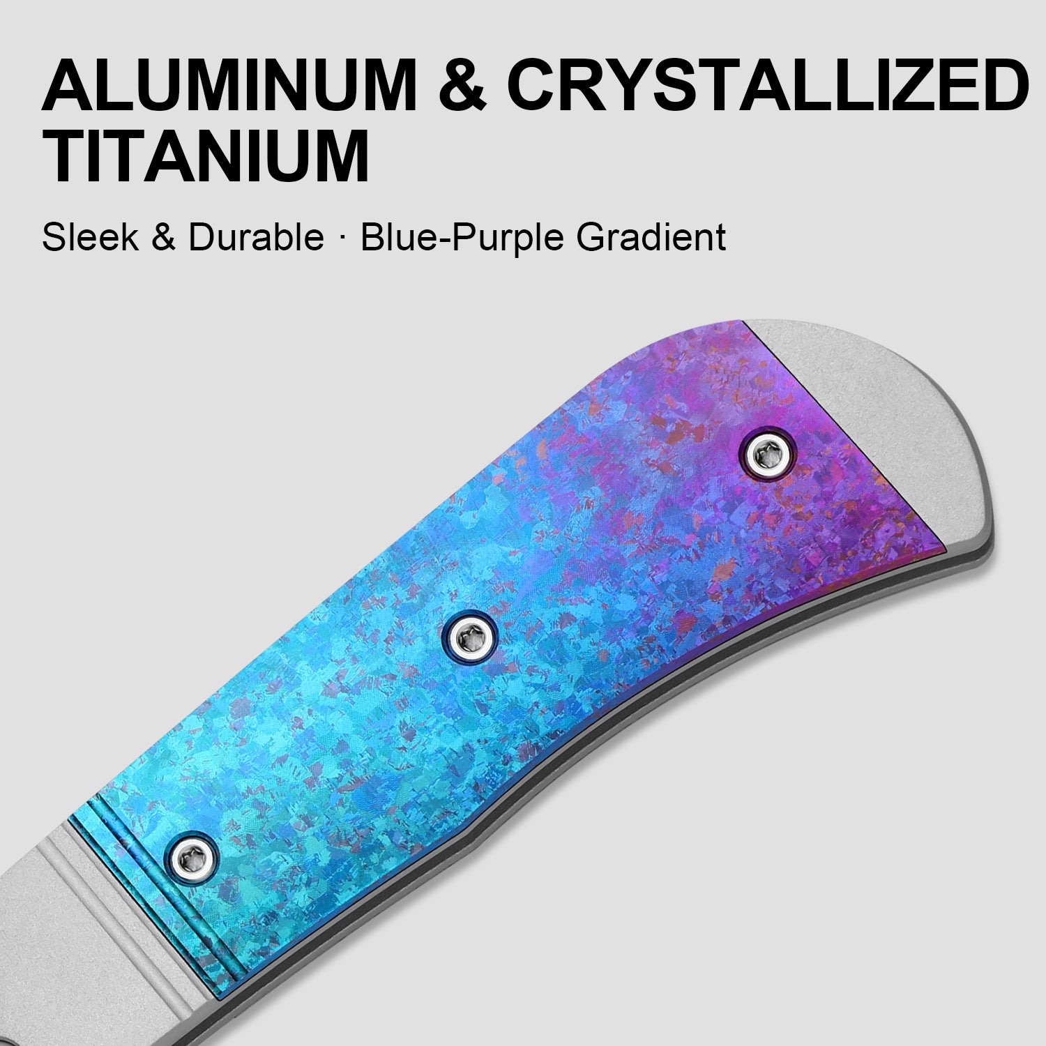 Trestle 2.9 inch Rainbow Damascus Aluminum & Crystallized Titanium