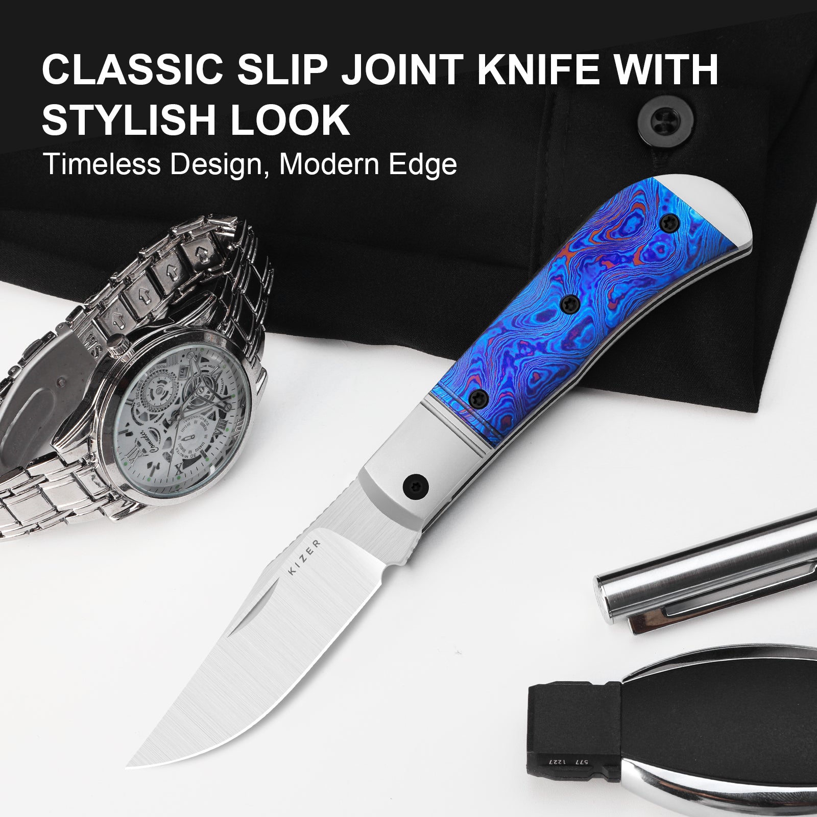 Trestle | M390 | Titanium & Timascus | Ki3761A6 | Limited