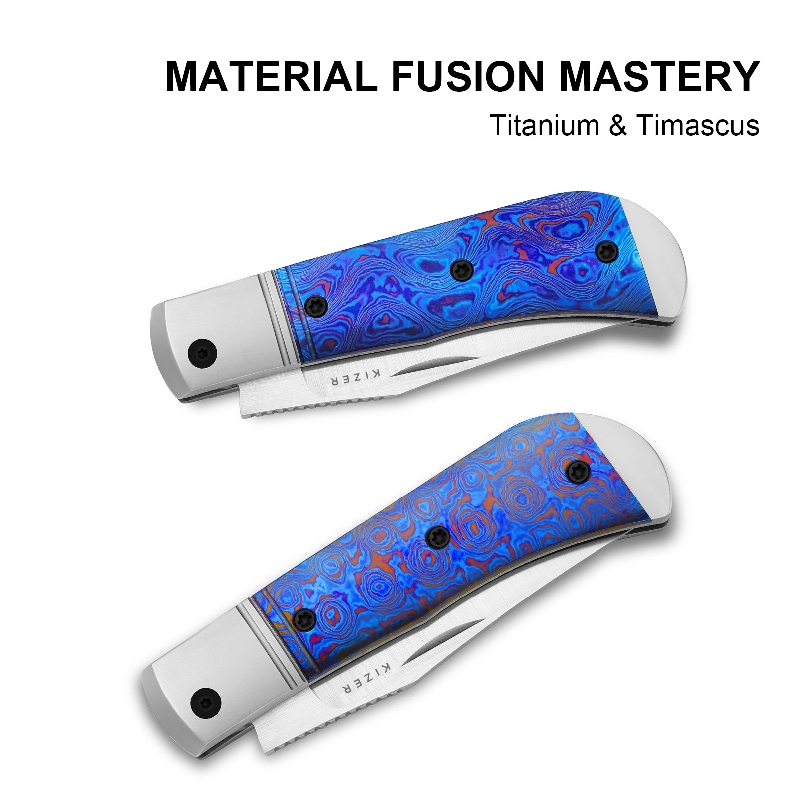 Trestle 2.89 inch M390 Titanium & Timascus Ki3761A6-Kizer