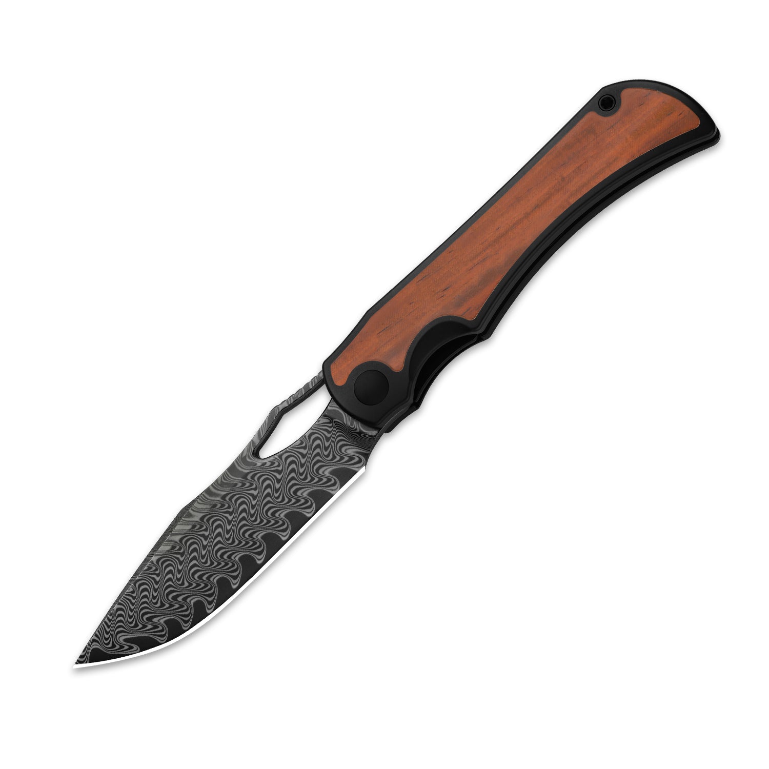 Allure Acid Washed Damascus Titanium & Panama Rosewood - Kizer