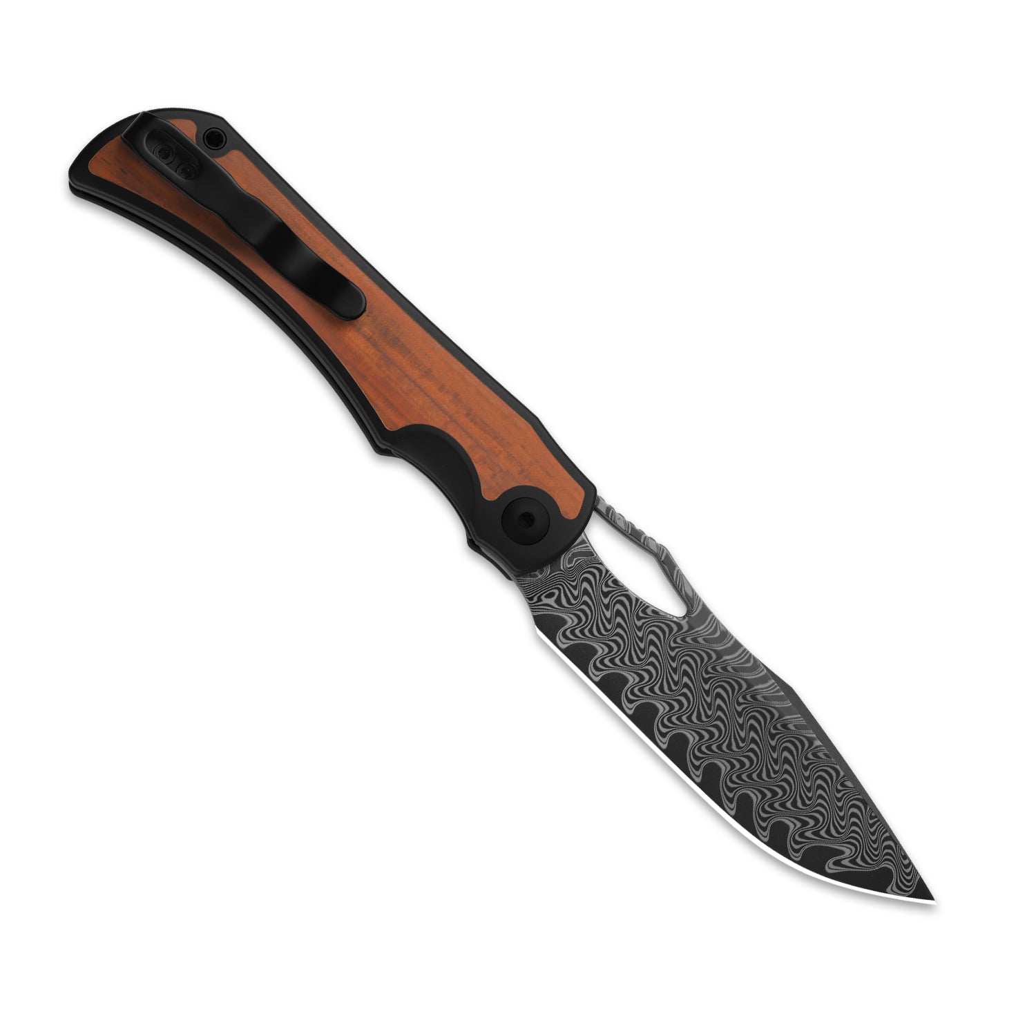 Allure Acid Washed Damascus Titanium & Panama Rosewood - Kizer