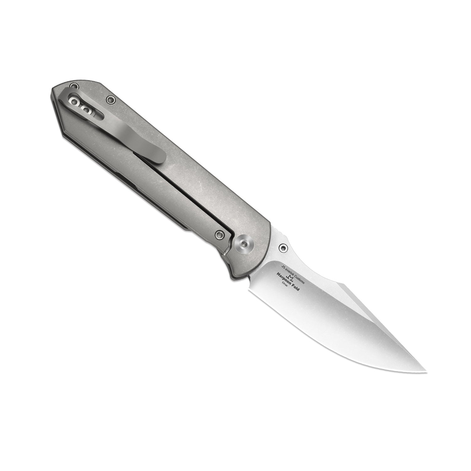 HARPOON FOLD | Elmax + Hollow Grind + Stonewashed | FRAME LOCK | Titanium | KizerB™ 4784A1