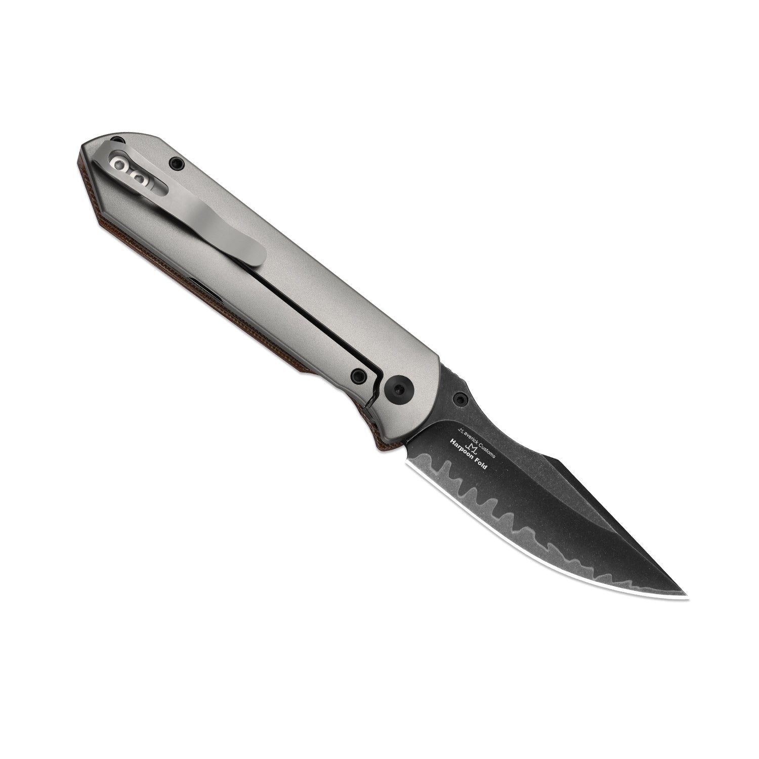 HARPOON FOLD | 3-Layer Composite Steel + Flat Grind | FRAME LOCK | Titanium & Norplex UltreX™ Micarta | KizerB™ 4784A4
