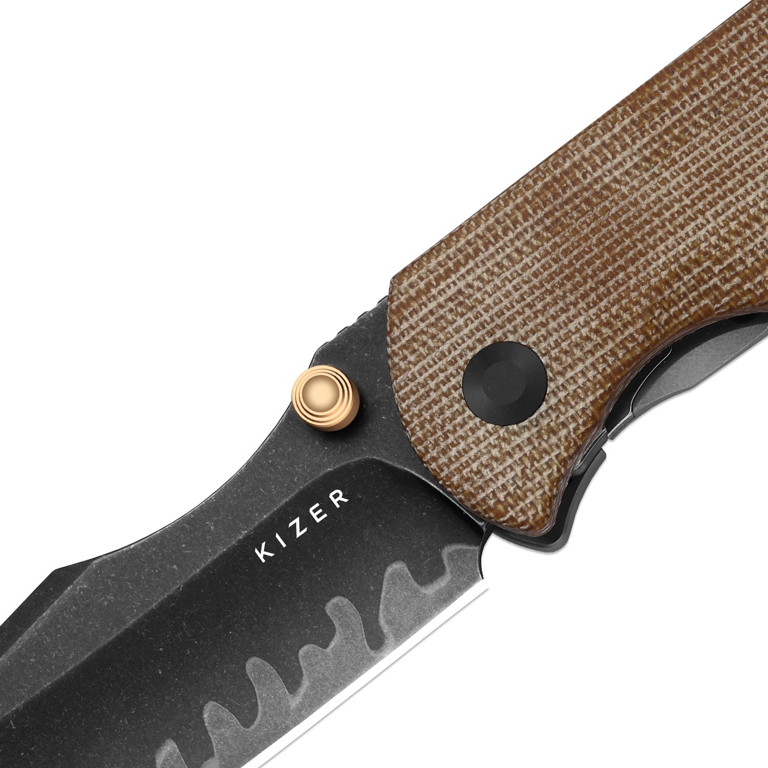 HARPOON FOLD | 3-Layer Composite Steel + Flat Grind | FRAME LOCK | Titanium & Norplex UltreX™ Micarta | KizerB™ 4784A4