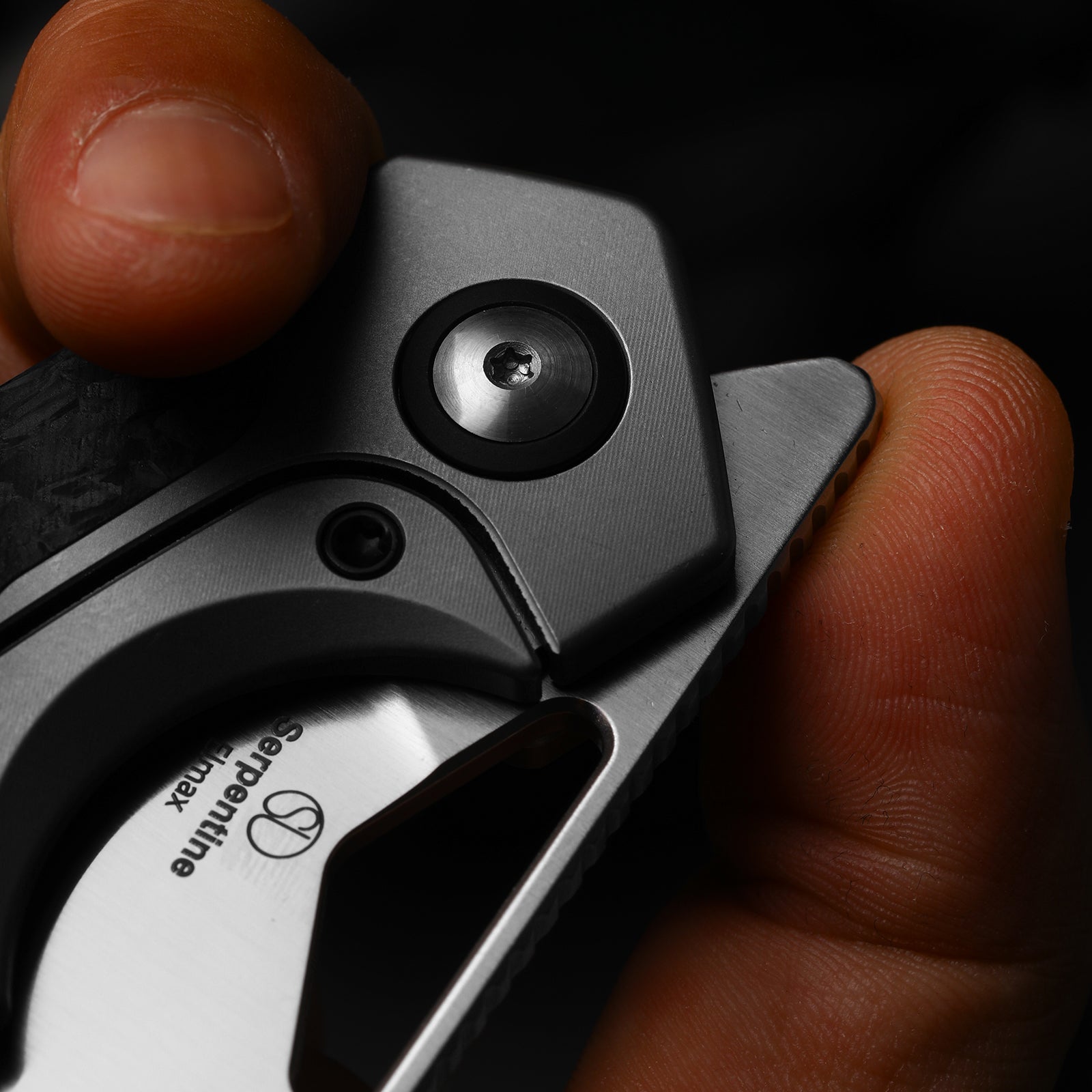 Serpentine M390 Titanium & Blue Richlite Satin - Kizer
