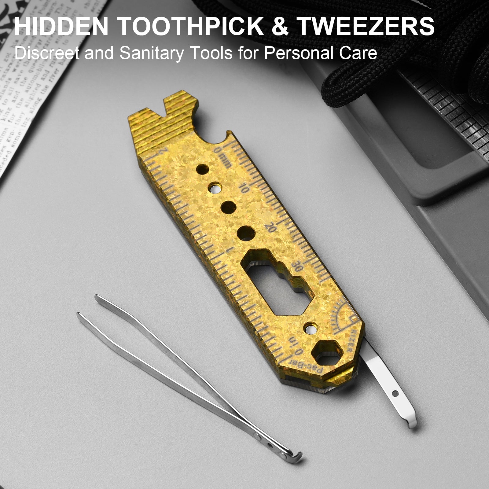 Kizer Crystallized Titanium & Acrylic EDC Multi-Functional Tools Blue & Purple Pac-Bar