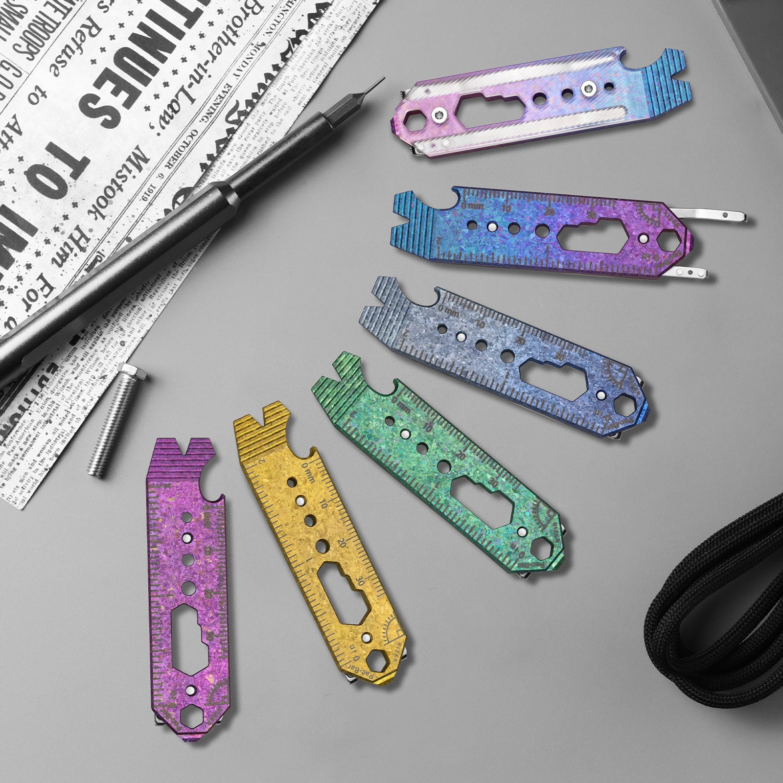 Kizer Crystallized Titanium & Acrylic EDC Multi-Functional Tools Blue & Purple Pac-Bar