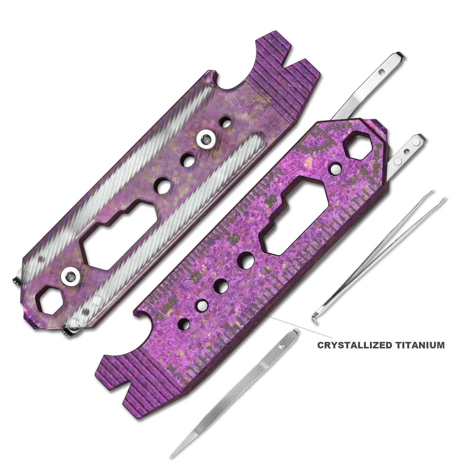 Kizer Crystallized Titanium & Acrylic EDC Multi-Functional Tools Purple Pac-Bar