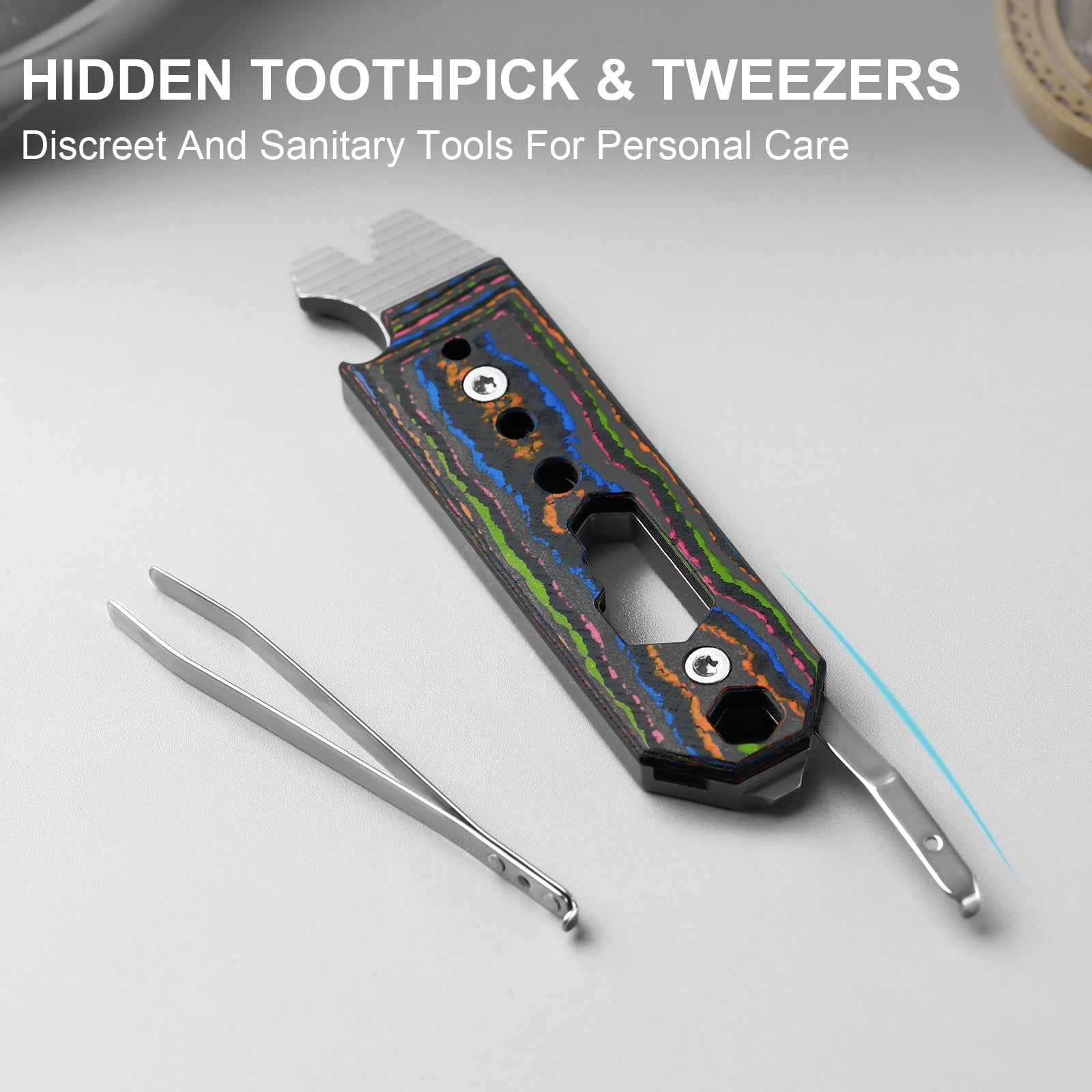 Kizer Titanium & Camo Carbon 80's EDC Multi-Functional Multicolored Tools Pac-Bar