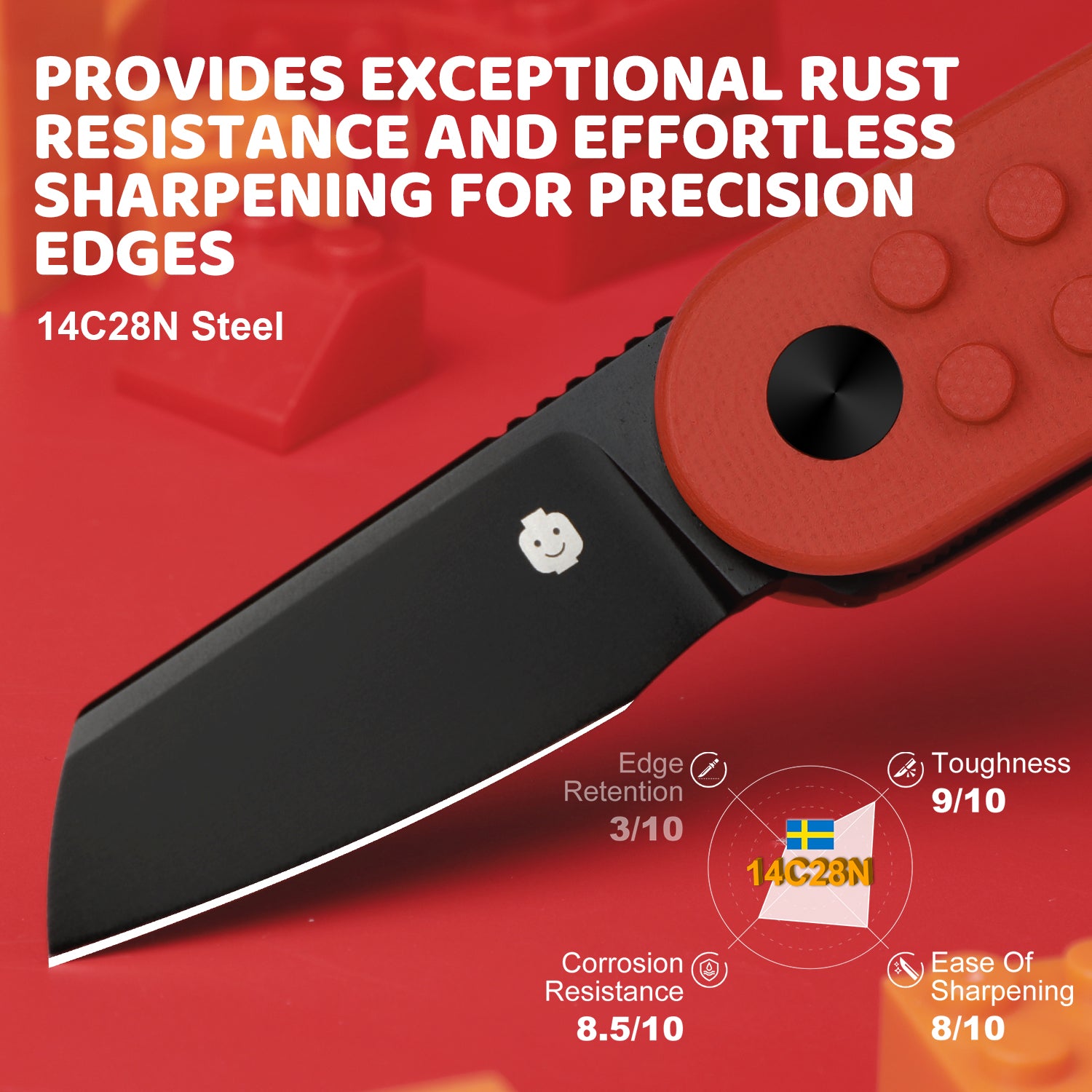 Mini Bay | 14C28N | Red Brick G10 Handle | V2583A4