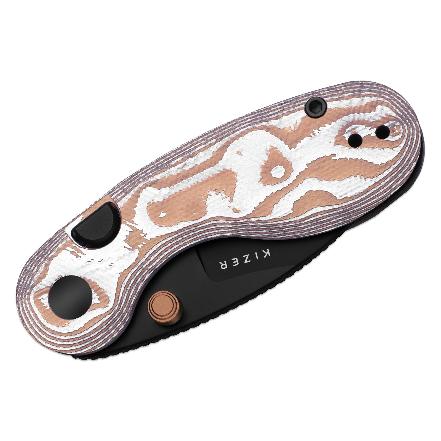 Microbe™ | 5Th Pocket Knife | Kizer Button Liner Lock™ | Copper Foil G10 Handle | KizerV™ 2742A12