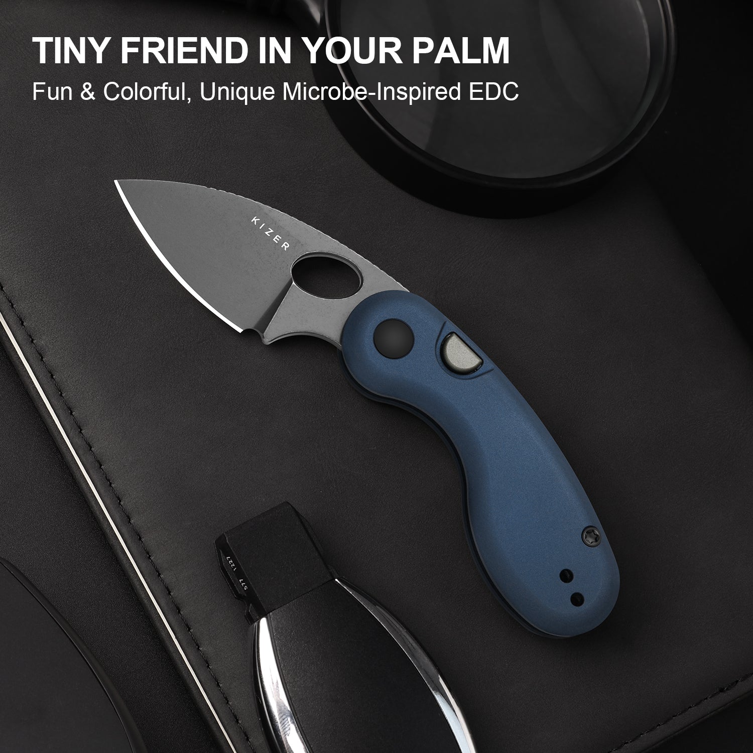 Microbe™ | Kizer Button Liner Lock™ | 14C28N | Aluminum | KizerV™ 2742A1