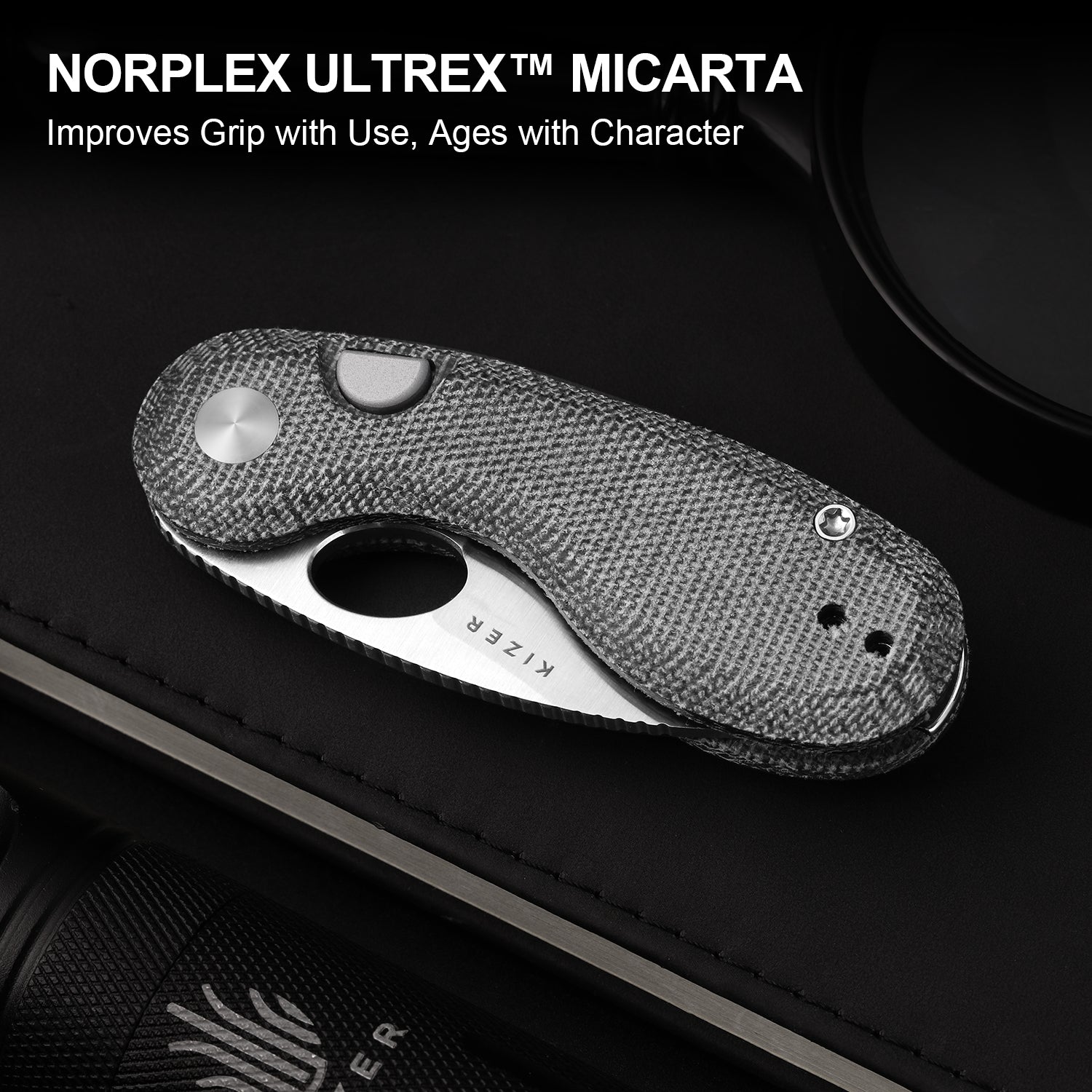 Microbe 2.19 inch 14C28N Norplex UltreX™ Micarta V2742A2-Kizer