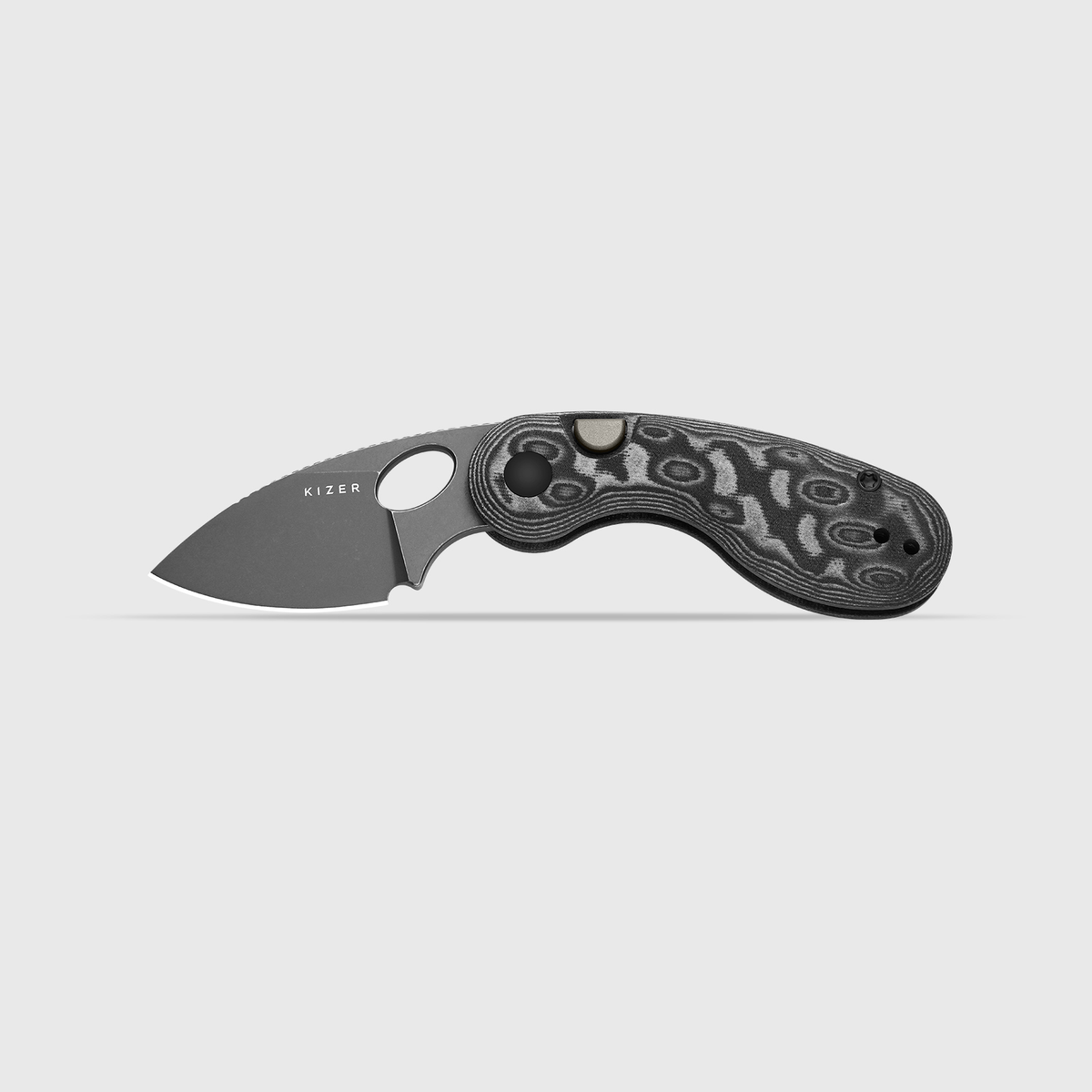 Microbe 2.19 inch 14C28N Micarta With Vortex Pattern V2742A5-Kizer