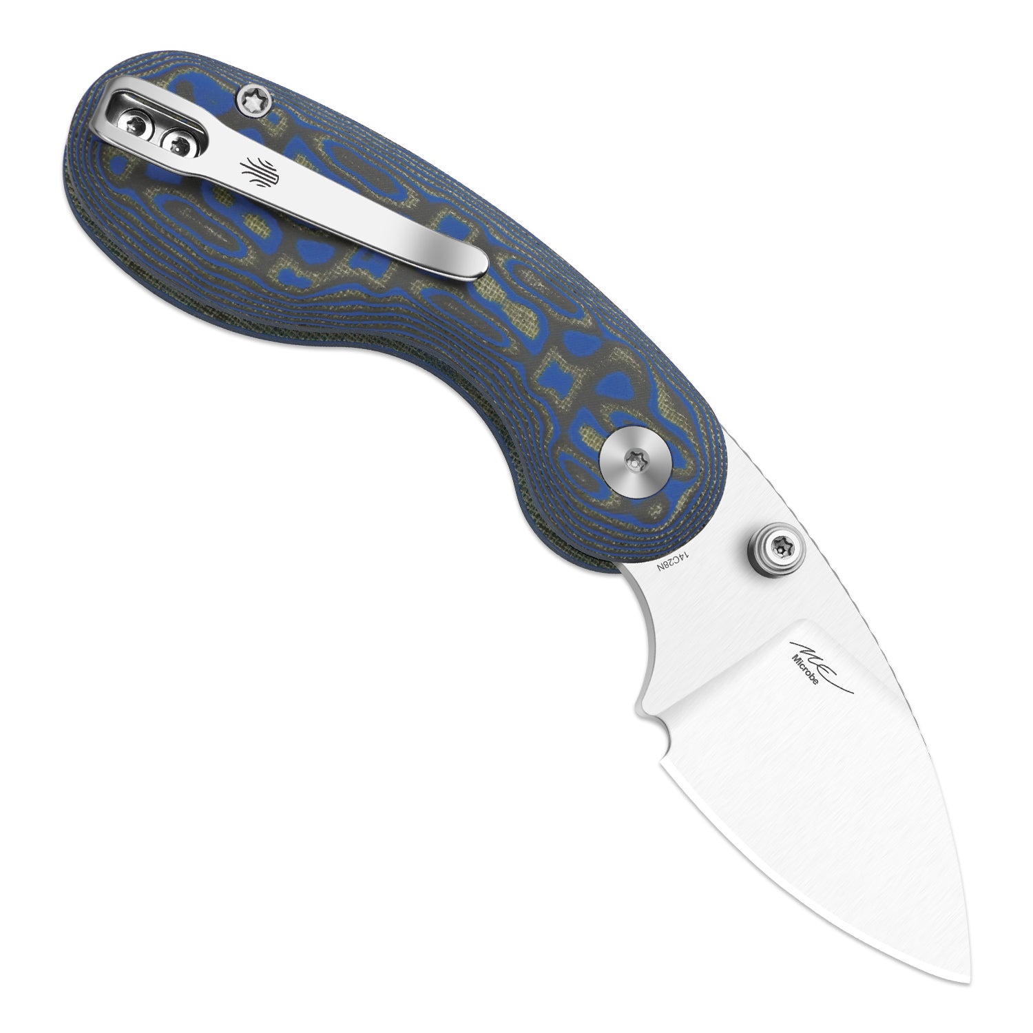 Microbe 2.19 inch 14C28N Micarta With Vortex PatternV2742A6-Kizer
