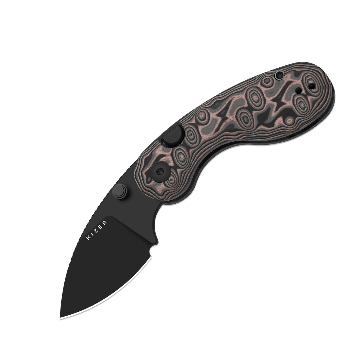 Microbe™ | 5Th Pocket Knife | Kizer Button Liner Lock™ | vortex pattern micarta Handle | KizerV™ 2742M1
