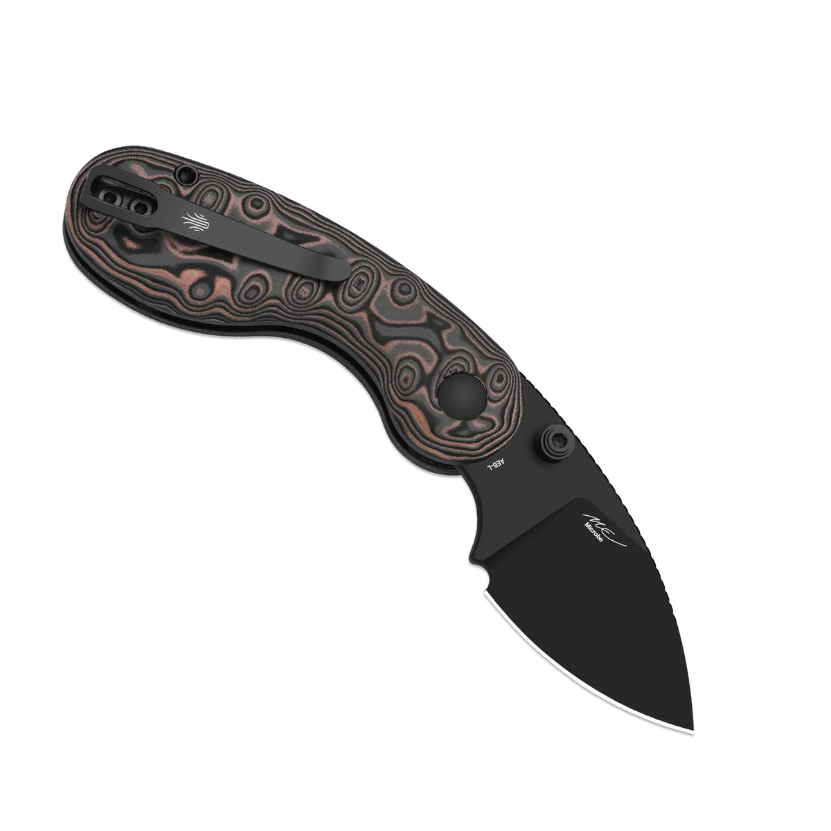 Microbe™ | 5Th Pocket Knife | Kizer Button Liner Lock™ | vortex pattern micarta Handle | KizerV™ 2742M1