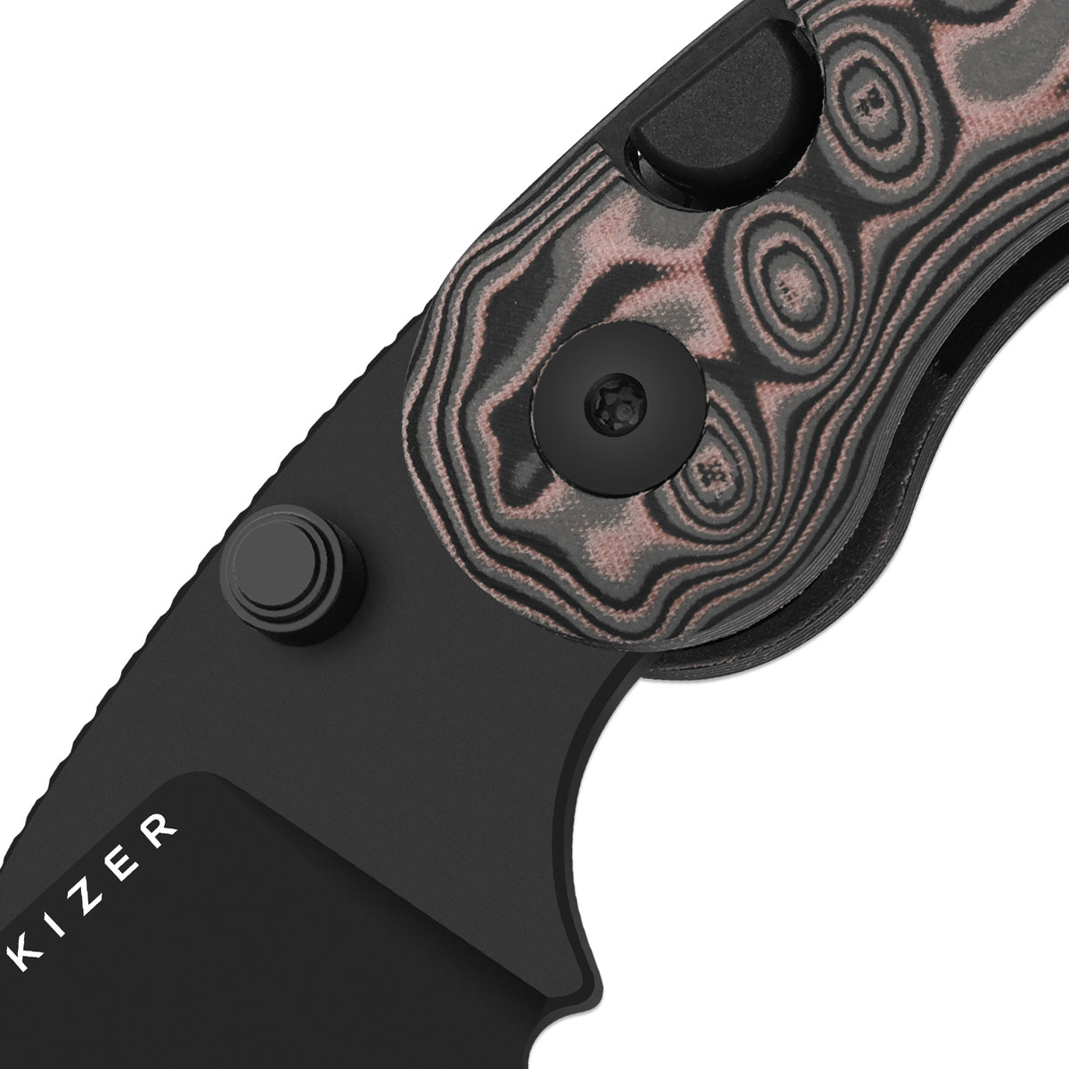 Microbe™ | 5Th Pocket Knife | Kizer Button Liner Lock™ | vortex pattern micarta Handle | KizerV™ 2742M1