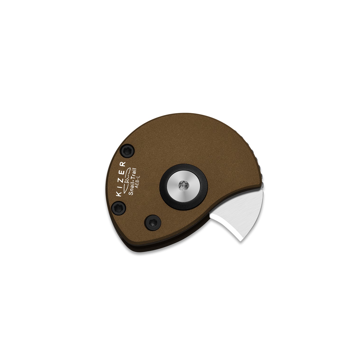 Snail-Trail | 5th Pocket Coin Knife | Detent Slip Joint | AEB-L | Matte Brass-Tone Aluminum Handle | Flat Grind | KizerV™ 2757A1