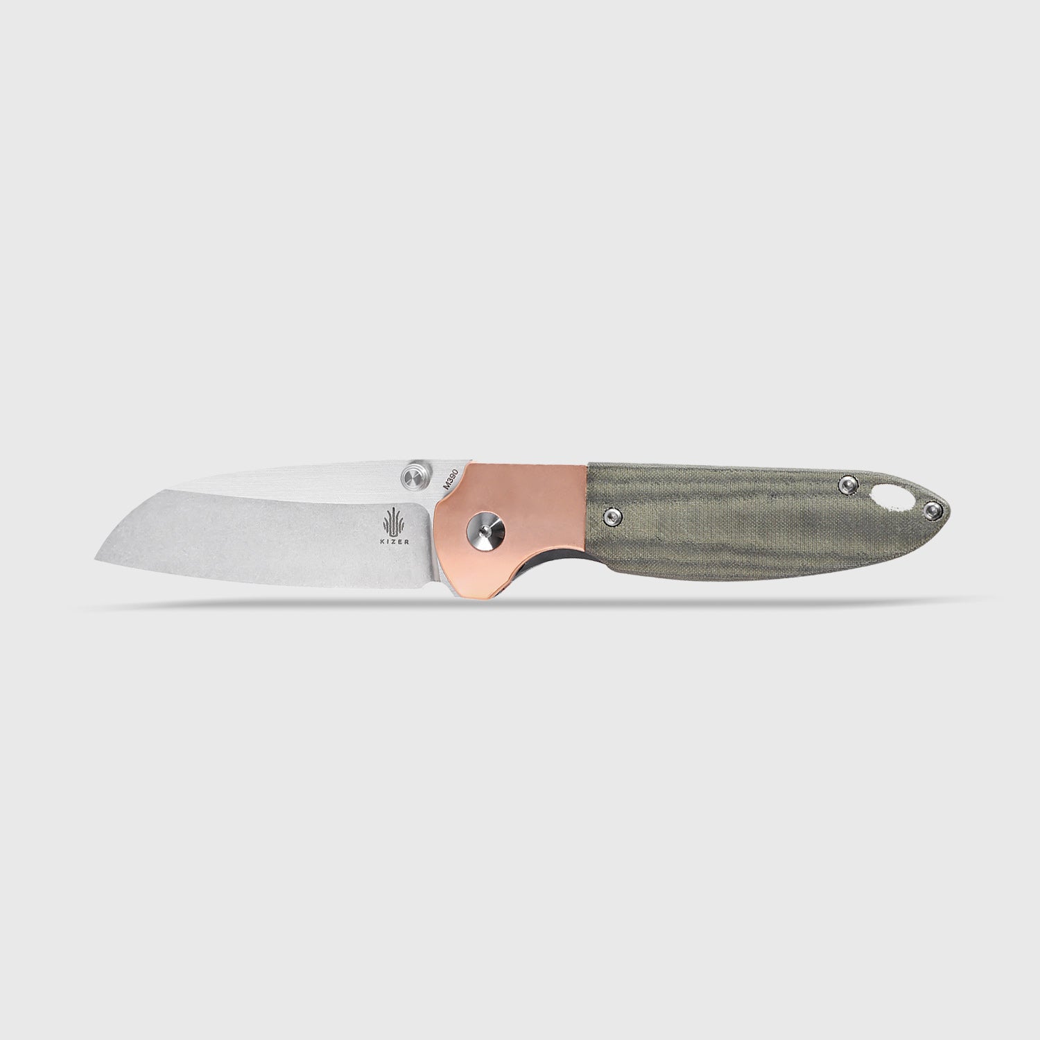 Kizer Deviant Green Micarta&Copper V3575A1 (3" Stonewash)