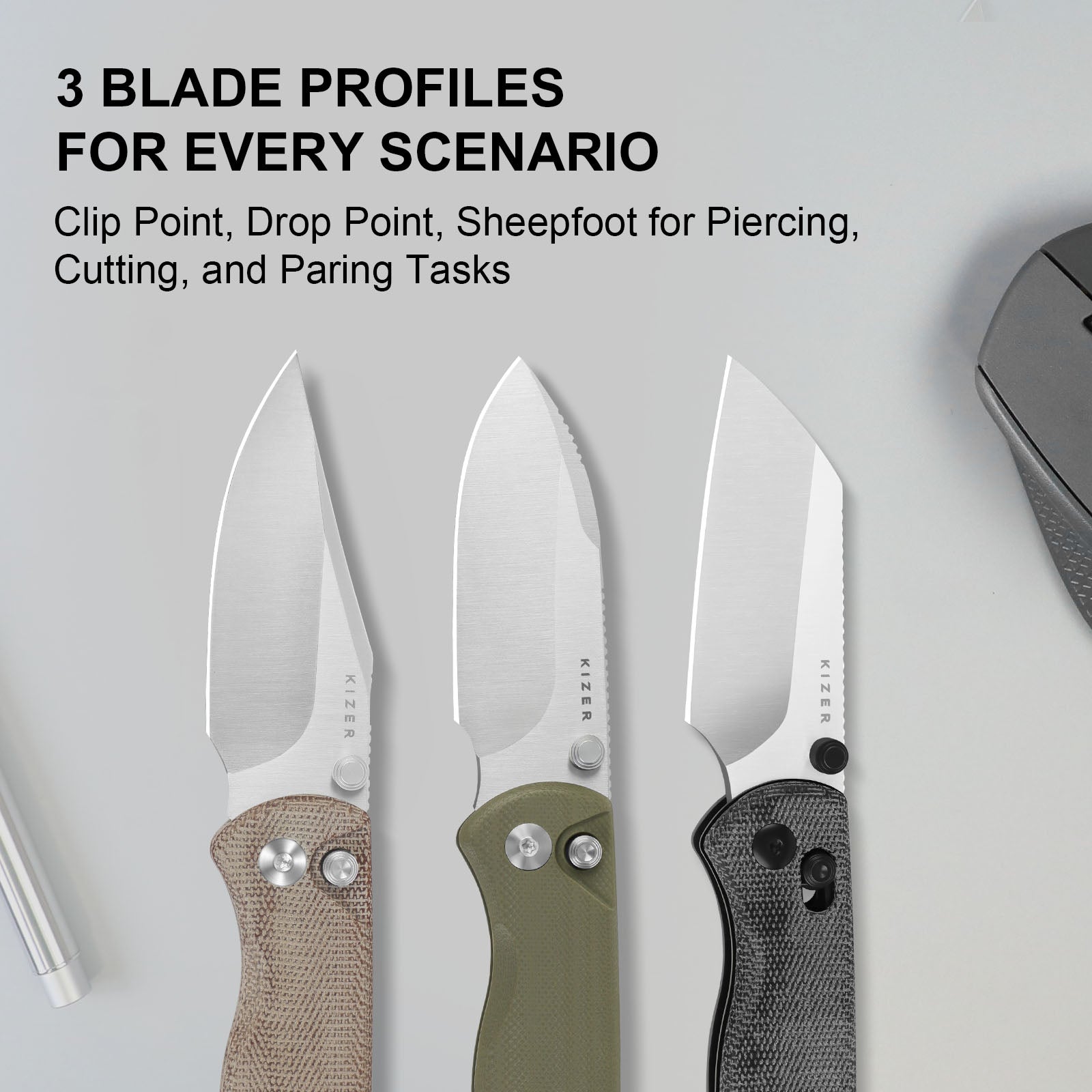 Drop Bear® 2 | Kizer Button Liner Lock™ | Nitro-V | Micarta | Kizer Button Liner Lock™ | KizerV™ 3619.2CC1