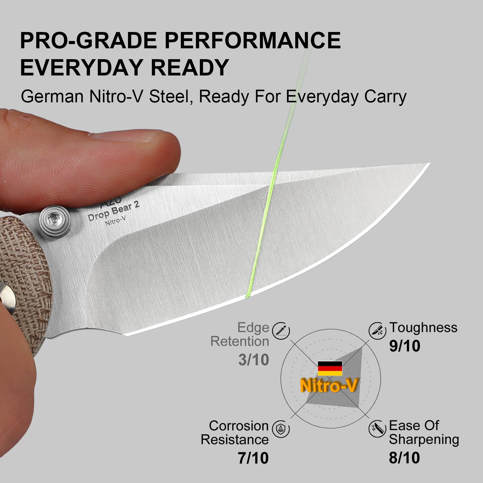 Drop Bear 2 - 2.96 inch Nitro-V Micarta V3619.2CC1-Kizer