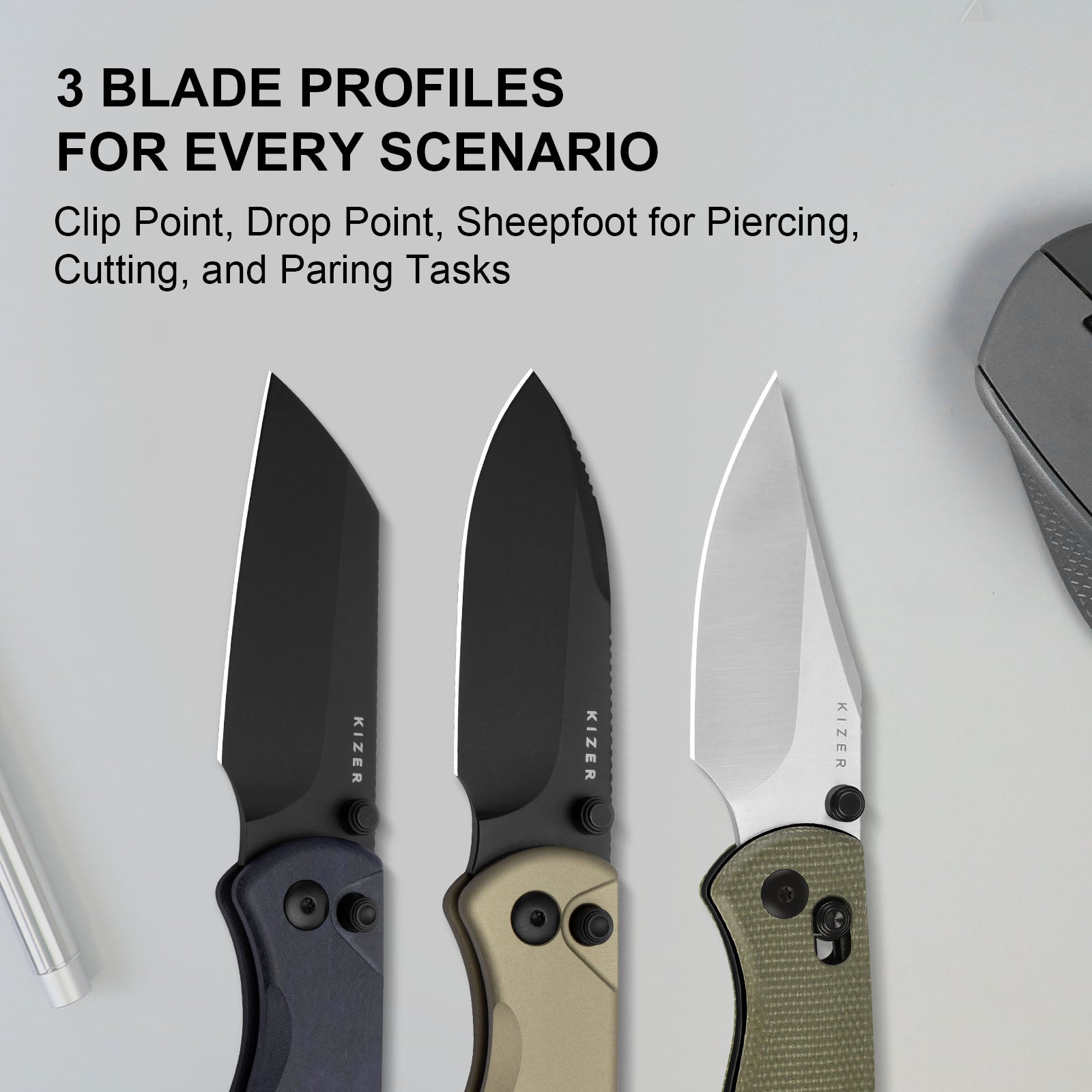Drop Bear® 2 | Kizer Button Liner Lock™ | Nitro-V | Richlite | Matte DLC Coating | KizerV™ 3619.2CS1