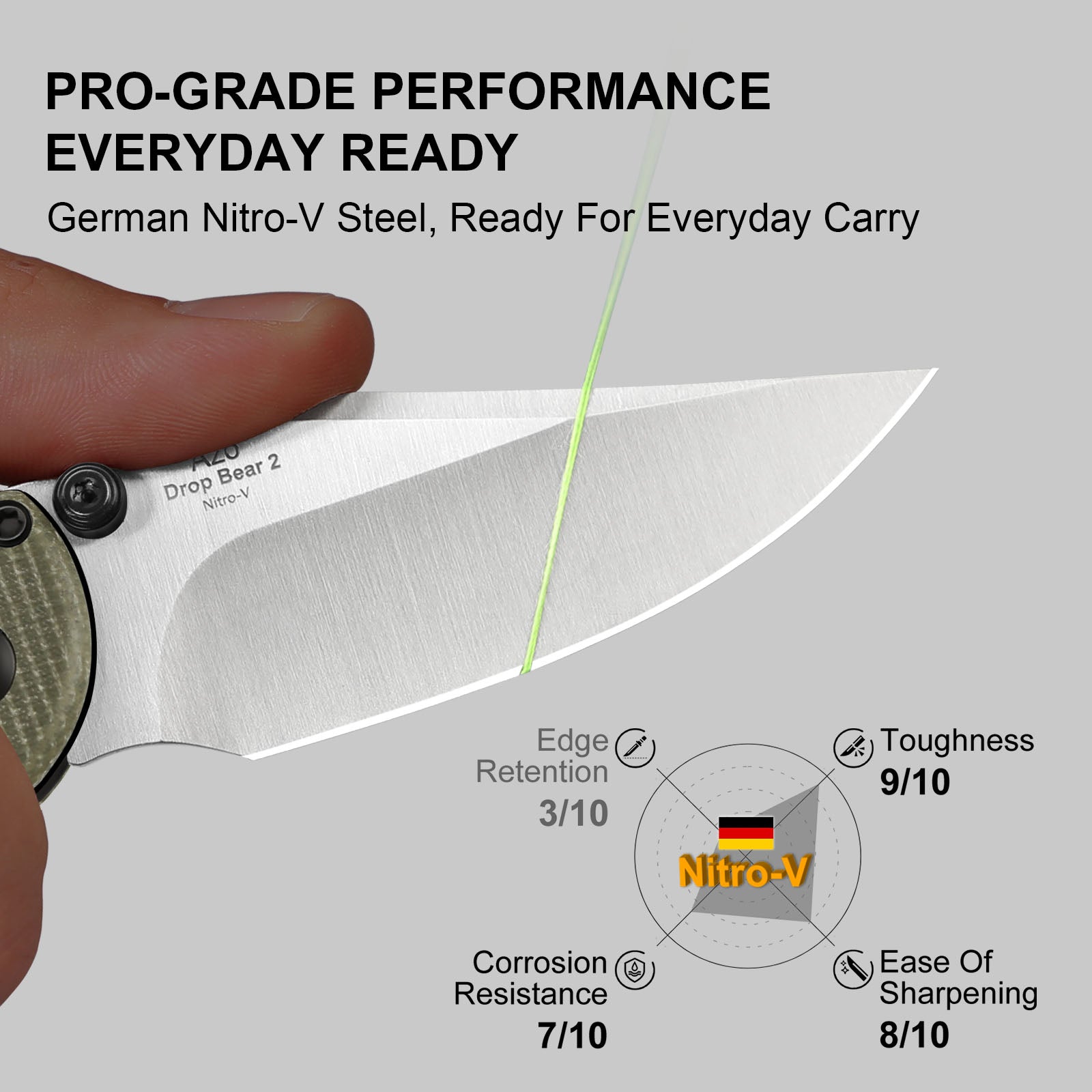 Drop Bear® 2 | Kizer Clutch Lock™ | Nitro-V | Micarta | KizerV™ 3619.2KC1