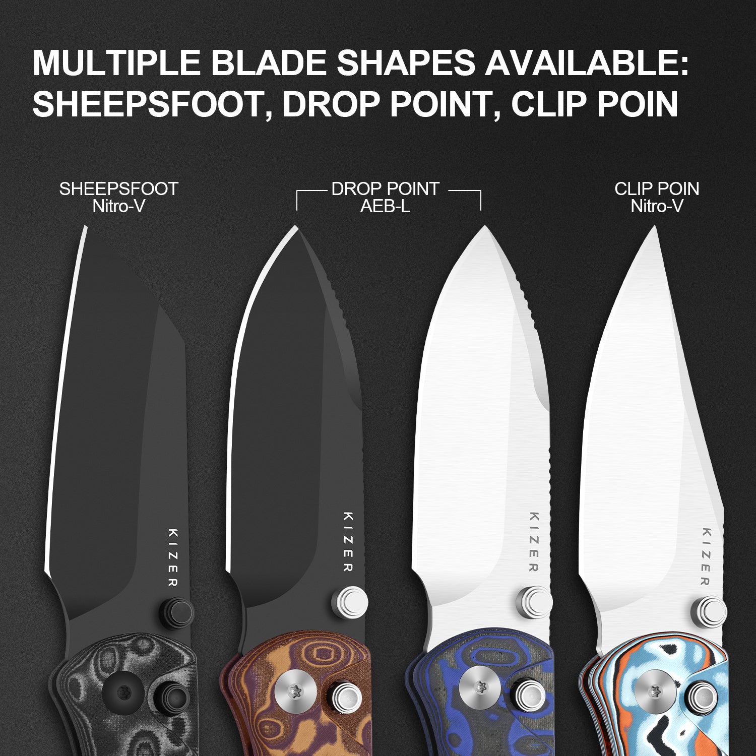 Drop Bear® 2 | Kizer Button Liner Lock™ | AEB-L | Micarta With Vortex Pattern | KizerV™ 3619.2PR2