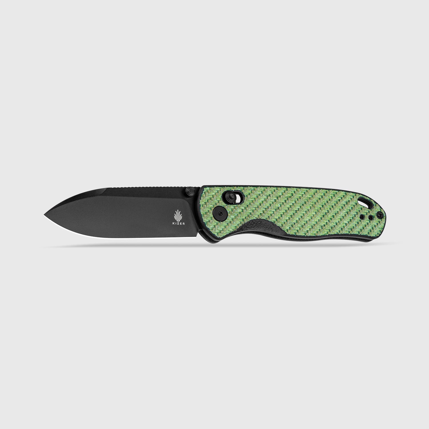 Drop Bear 2.97 inch NitroV Blade Green Carbon Fiber Handle V3619A4