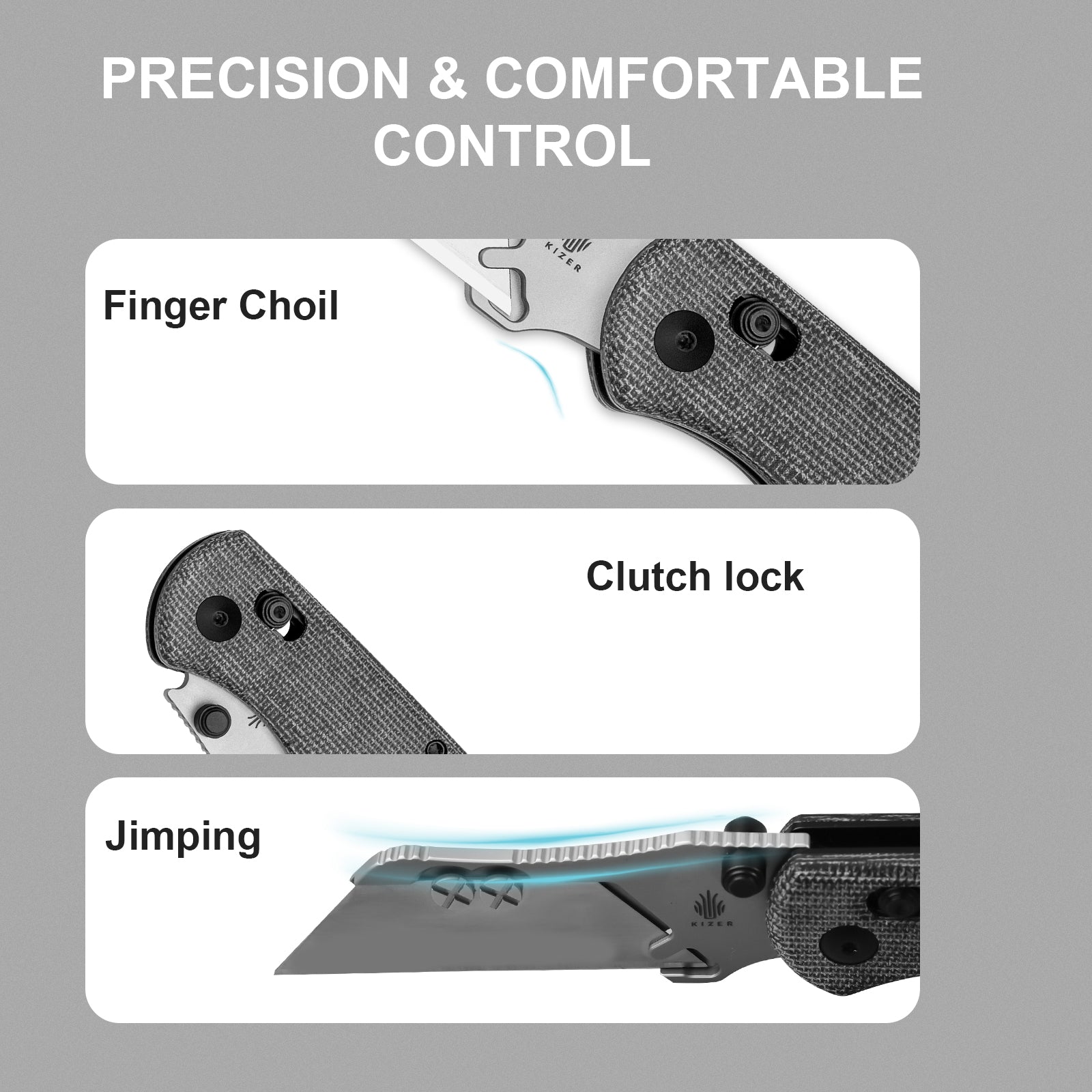Drop Bear® Utility | Kizer Clutch Lock™ | Uti BEAR 1 | SK5 & 50Cr15MoV | Micarta | KizerV™ 3619JA3