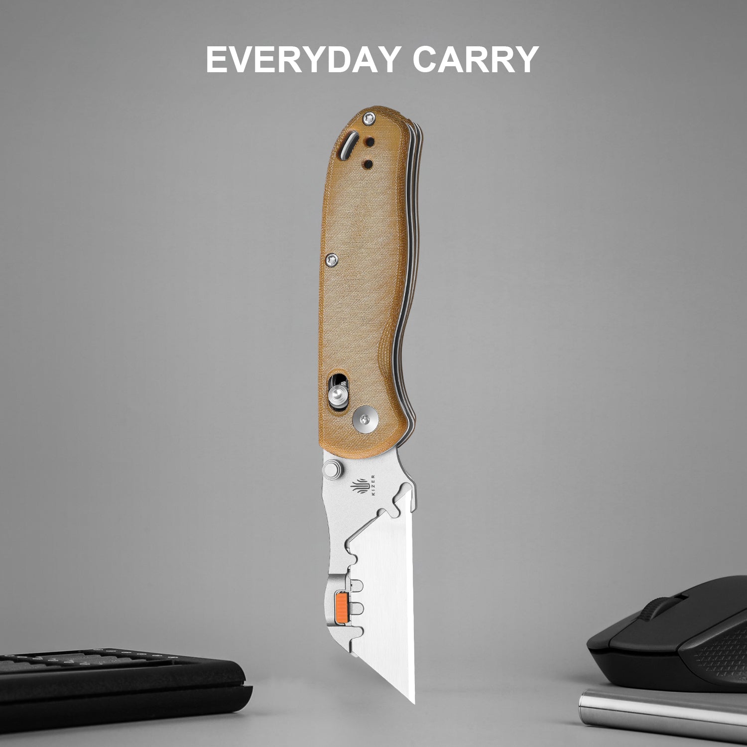 Drop Bear® Utility | Kizer Clutch Lock™ | Uti BEAR 2 | SK5 & 50Cr15MoV | Micarta | KizerV™ 3619JA7