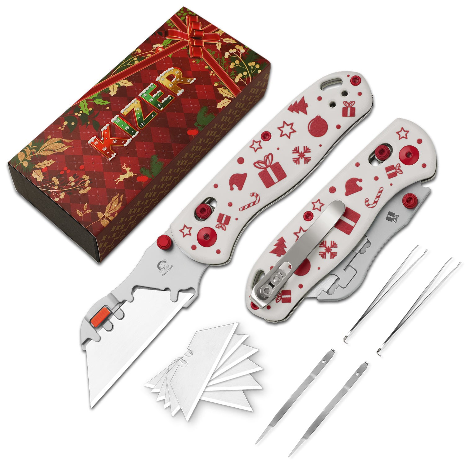 Christmas | Uti BEAR 2 | 5CR15MOV | G10 | Dropbear® Utility Knives | V3619JMC2 | Limited