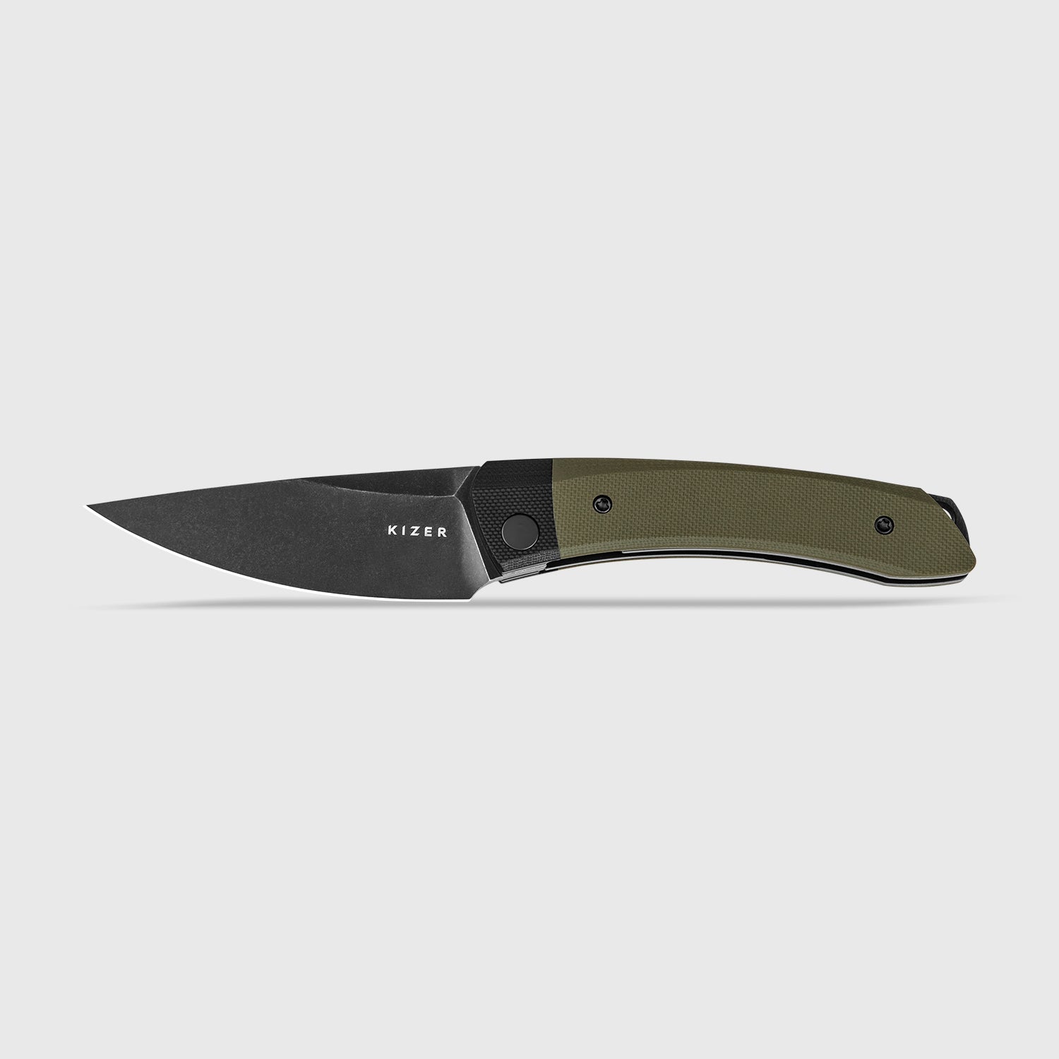 Mini Momo | D2 | Black G10+Olive Green G10 | KizerV™ 3663M2